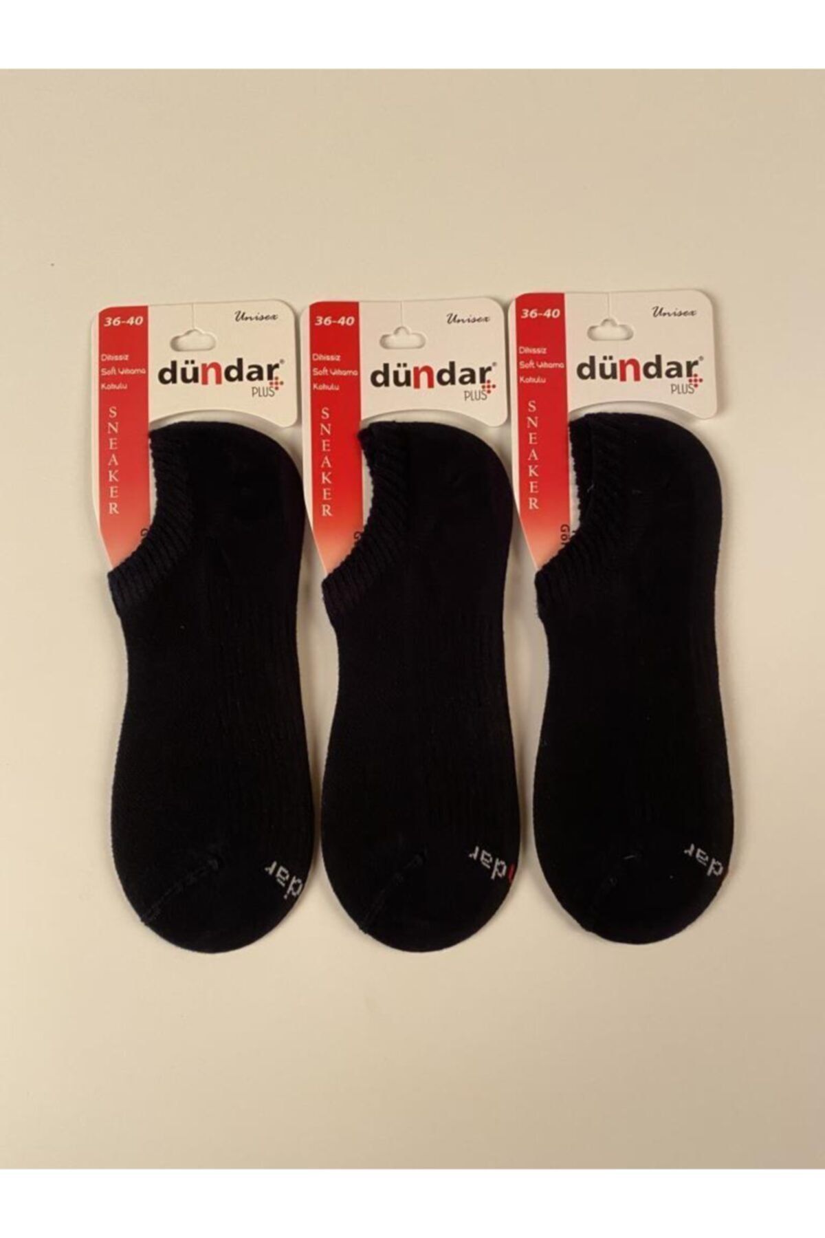 Dündar Unisex Sneaker Dikişsiz Çorap Plus Penye 3'lü