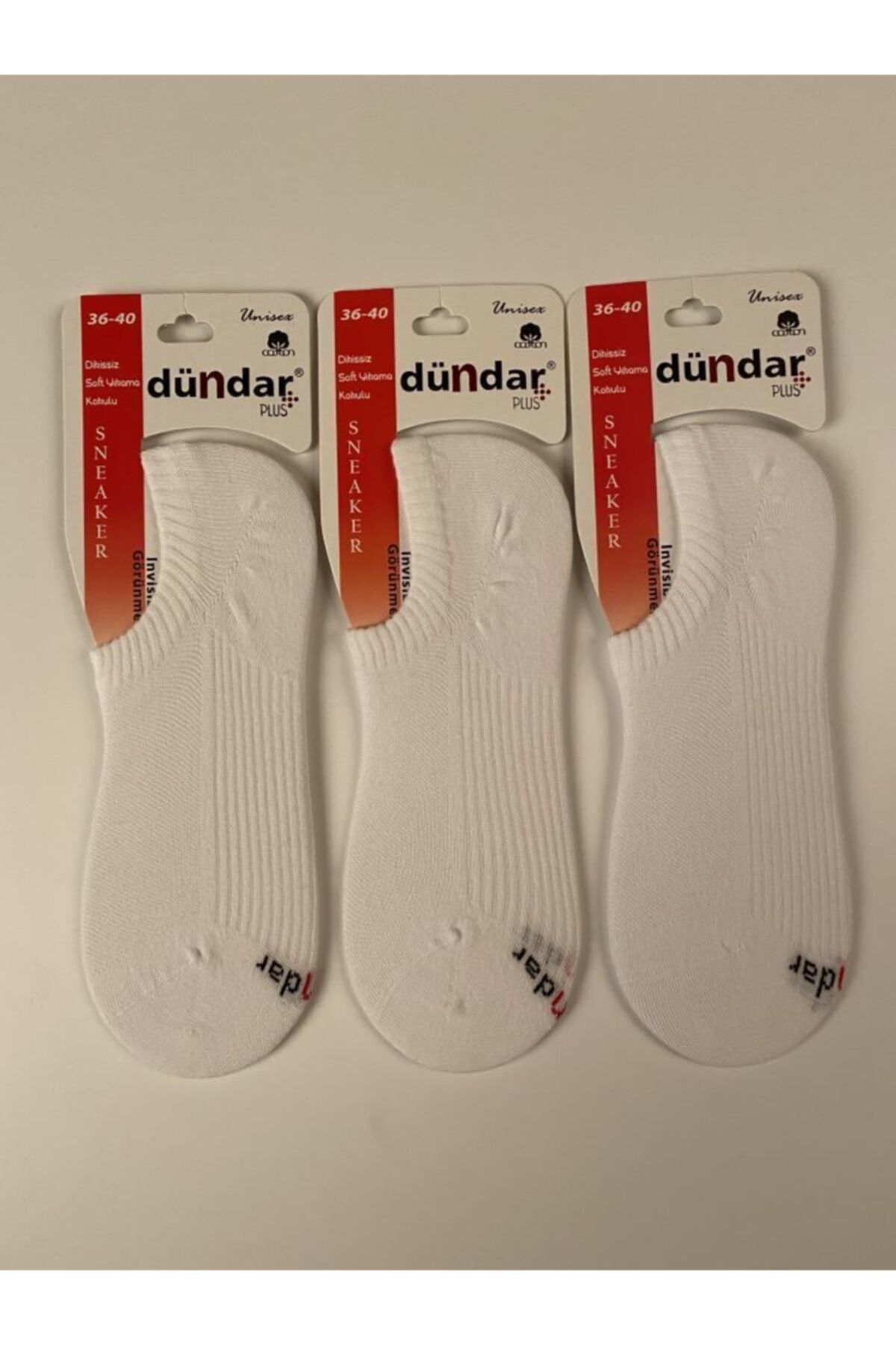 Dündar Unisex Sneaker Dikişsiz Çorap Plus Penye 3'lü