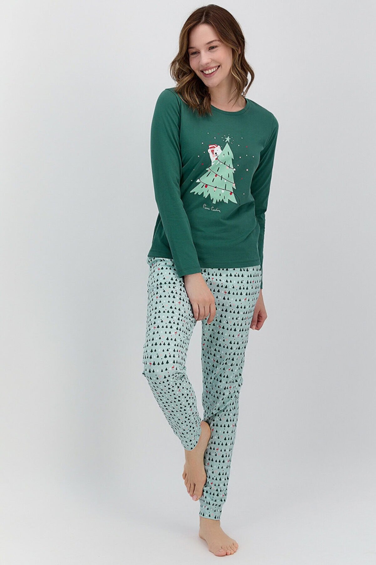 Pierre Cardin New Year Koyu Haki Kadın Pijama Takımı