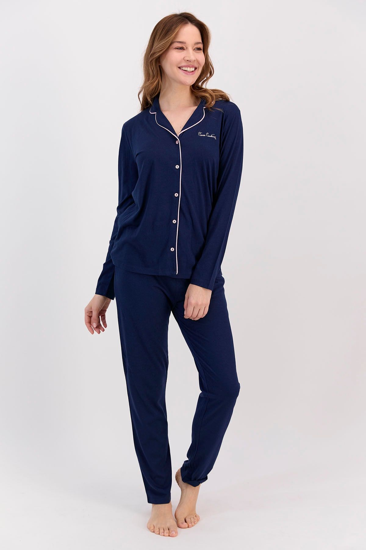 Pierre Cardin Lacivert Kadın Gömlek Pijama Takımı
