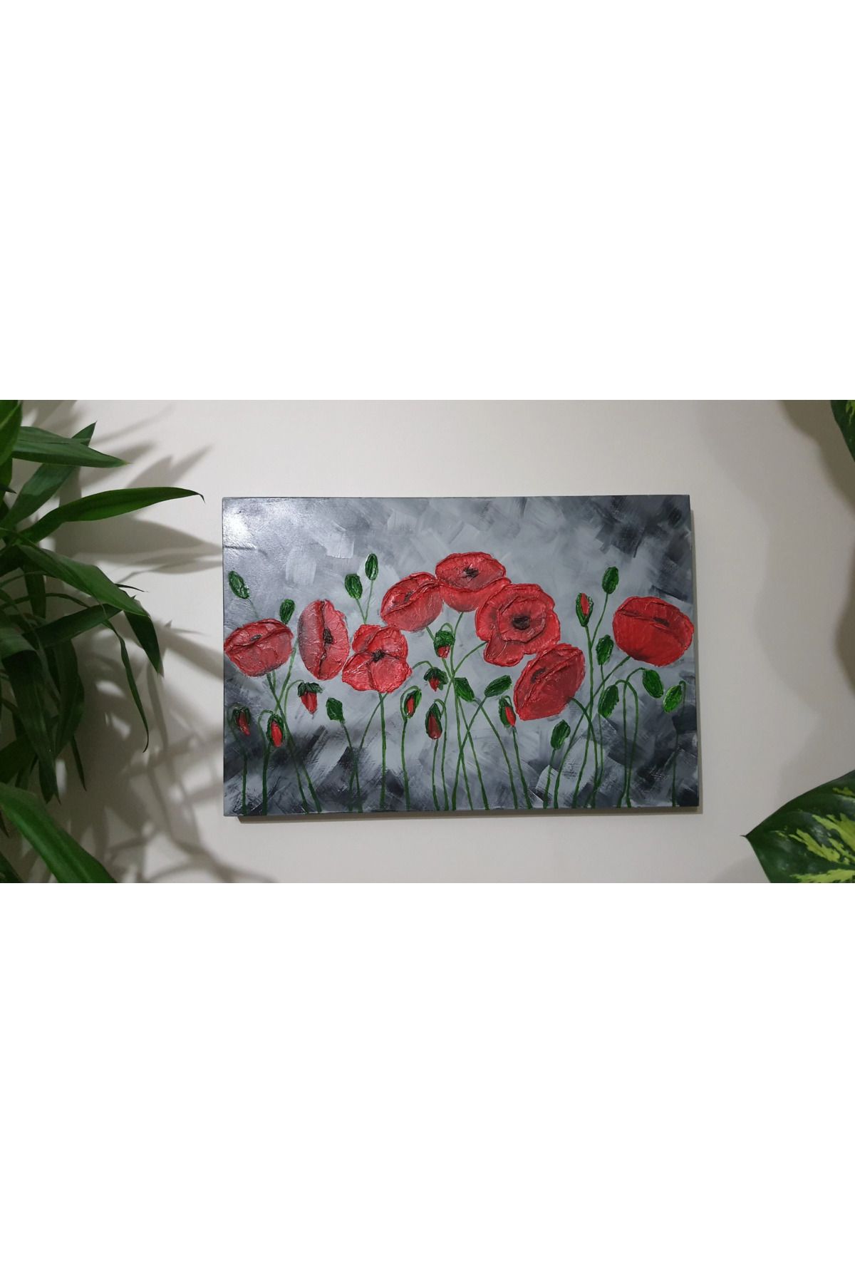 Handmade Gelincik Çiçeği Tablosu (özel teknikle el yapımı tablo)