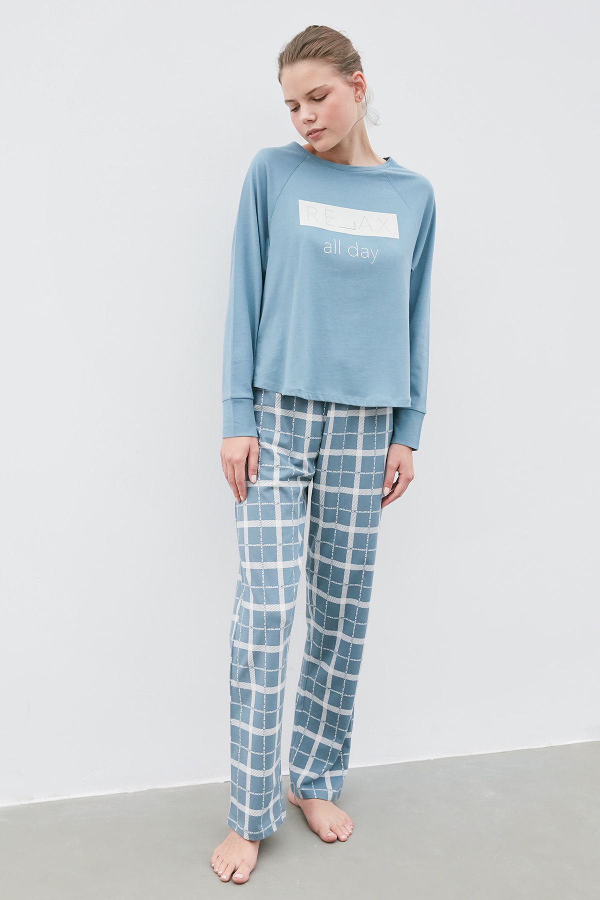 Penti Relax All Day Checked Pantolon Takım
