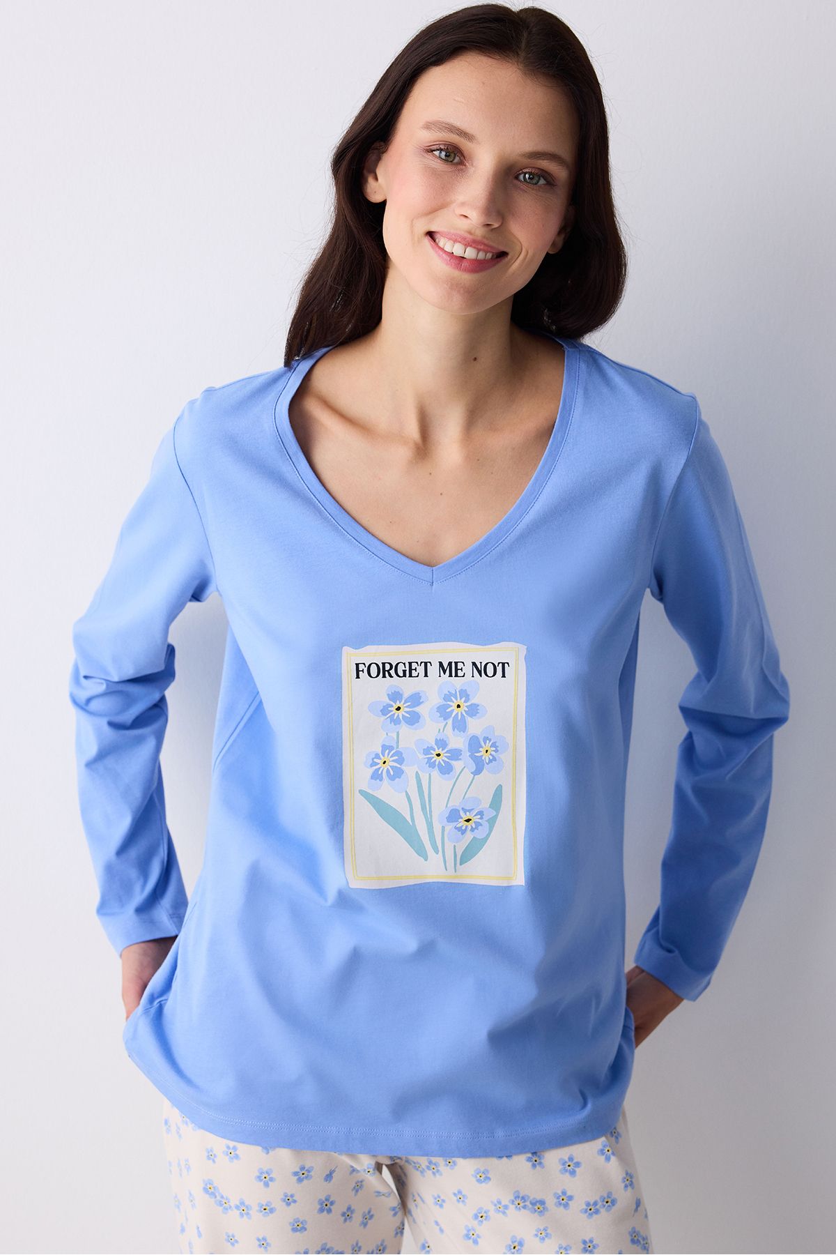 Penti Forget Me Not Mavi Pantolon Pijama Takımı