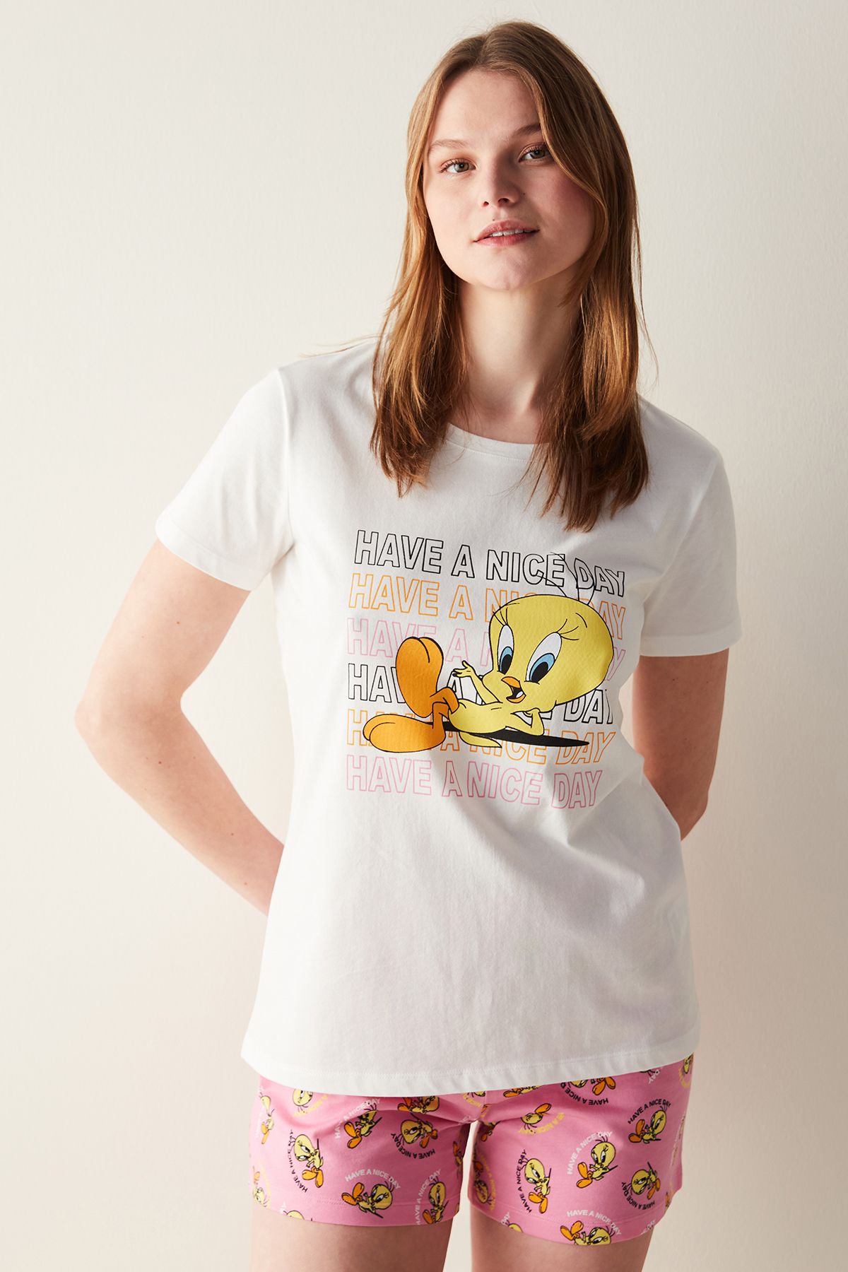 Penti Tweety Çok Renkli Şortlu Pijama Takımı