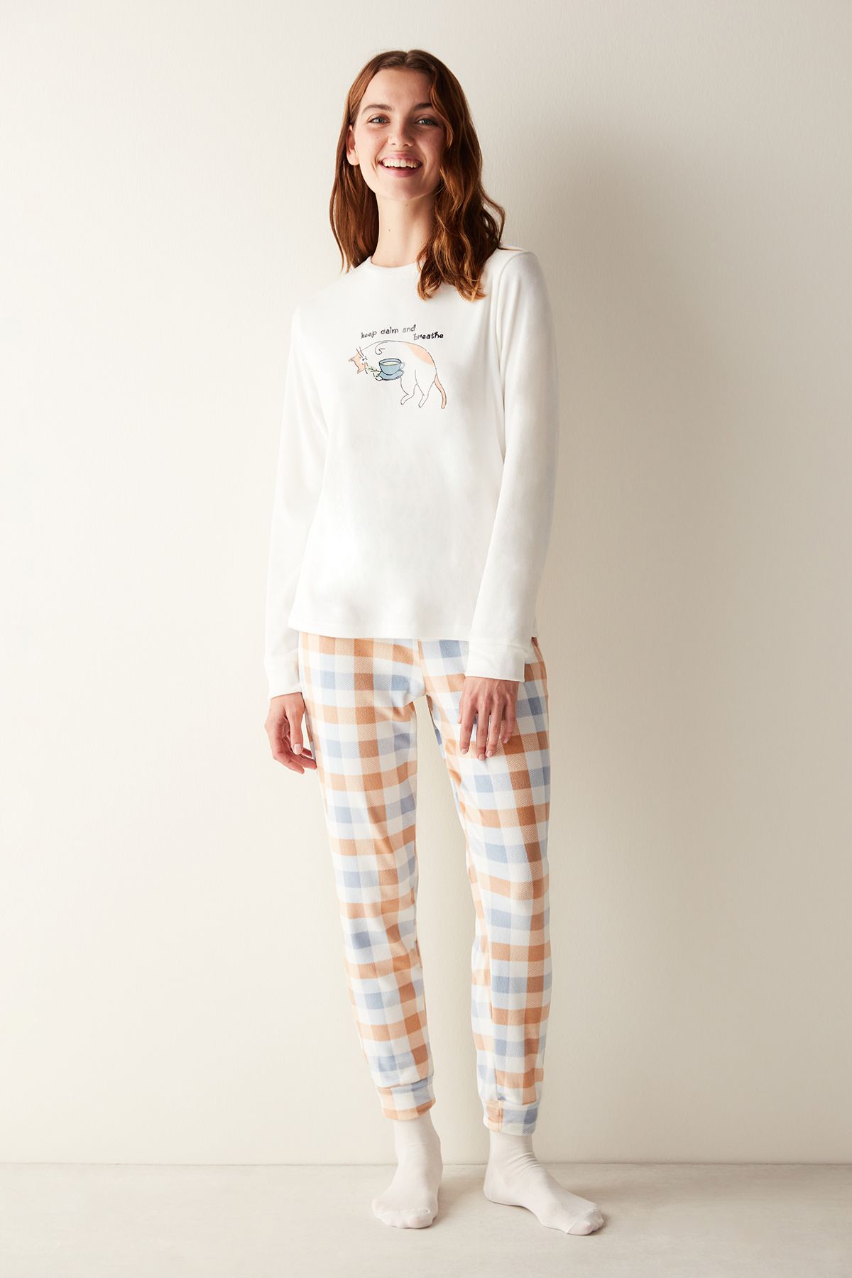 Penti Keep Calm Fuzzy Pijama Takımı