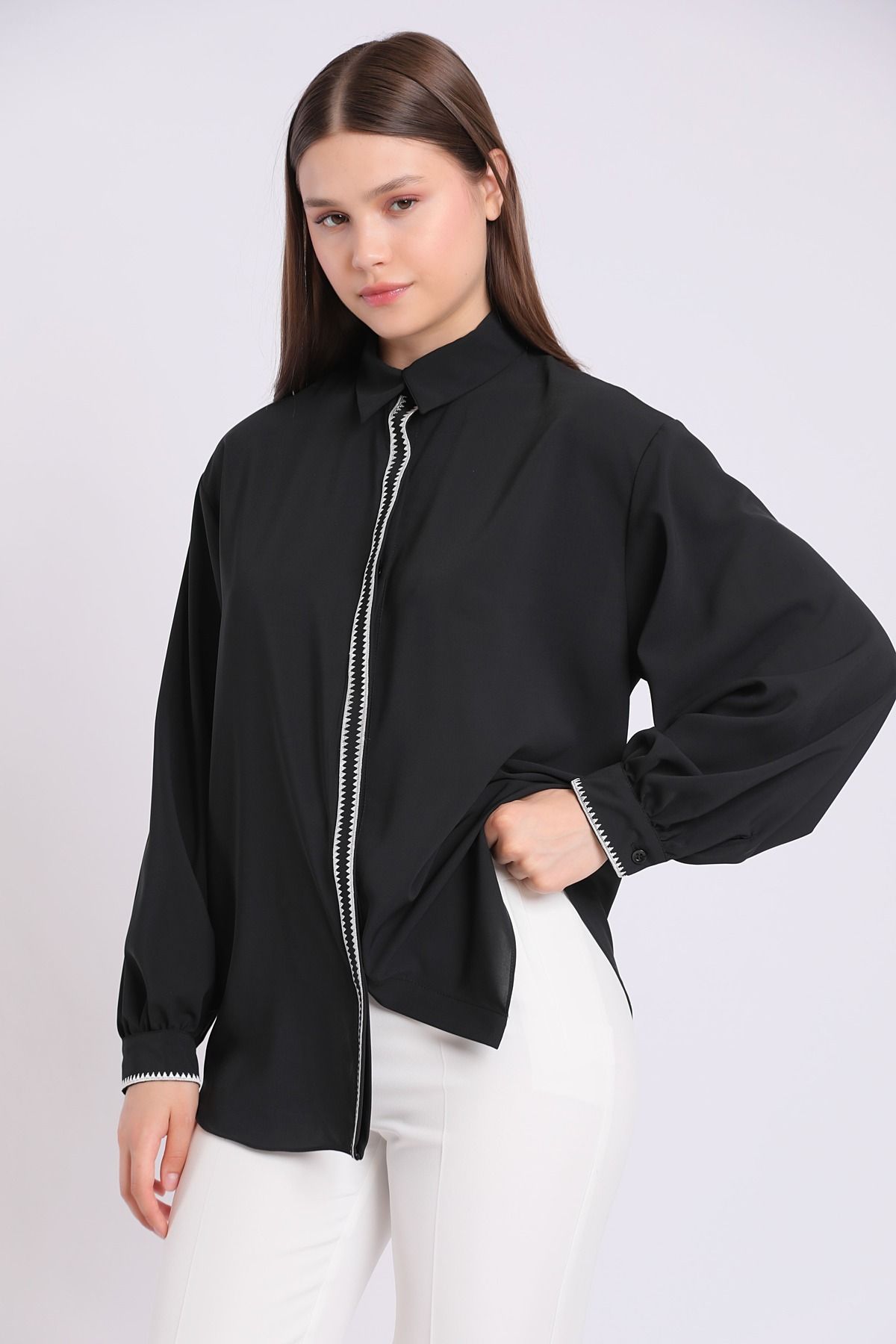 Yake Çoban Dikiş Detaylı, Polyester Gömlek