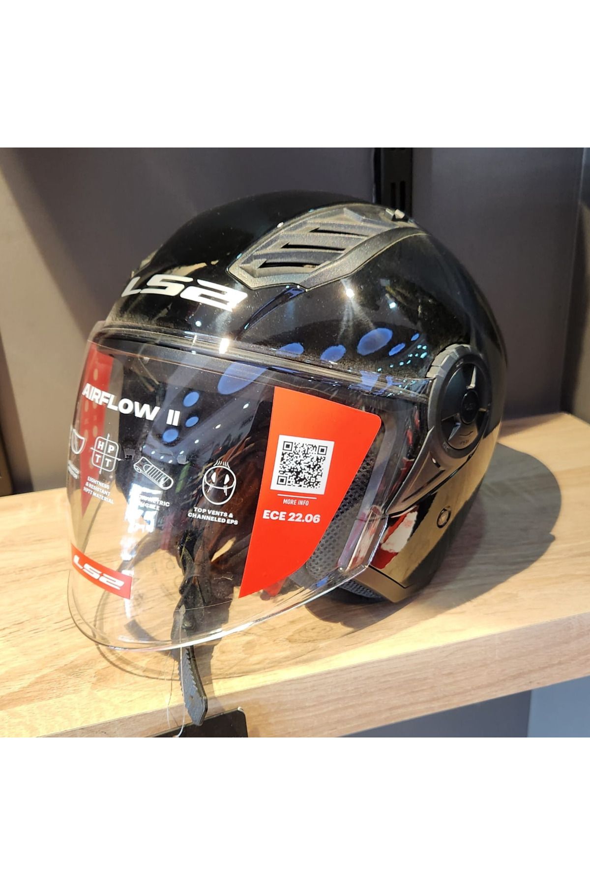 LS2 Airflow 2 Solid Siyah Çenesiz Kask
