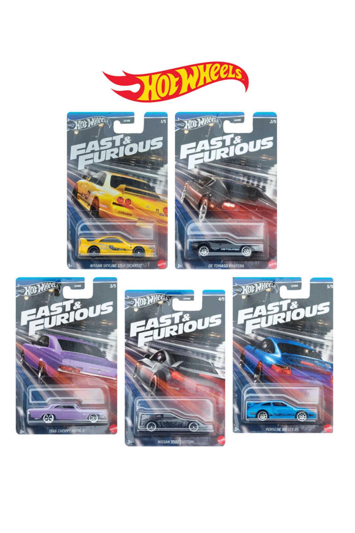 HOT WHEELS FAST & FURIOUS Street Racing HNR88 5 Li Set