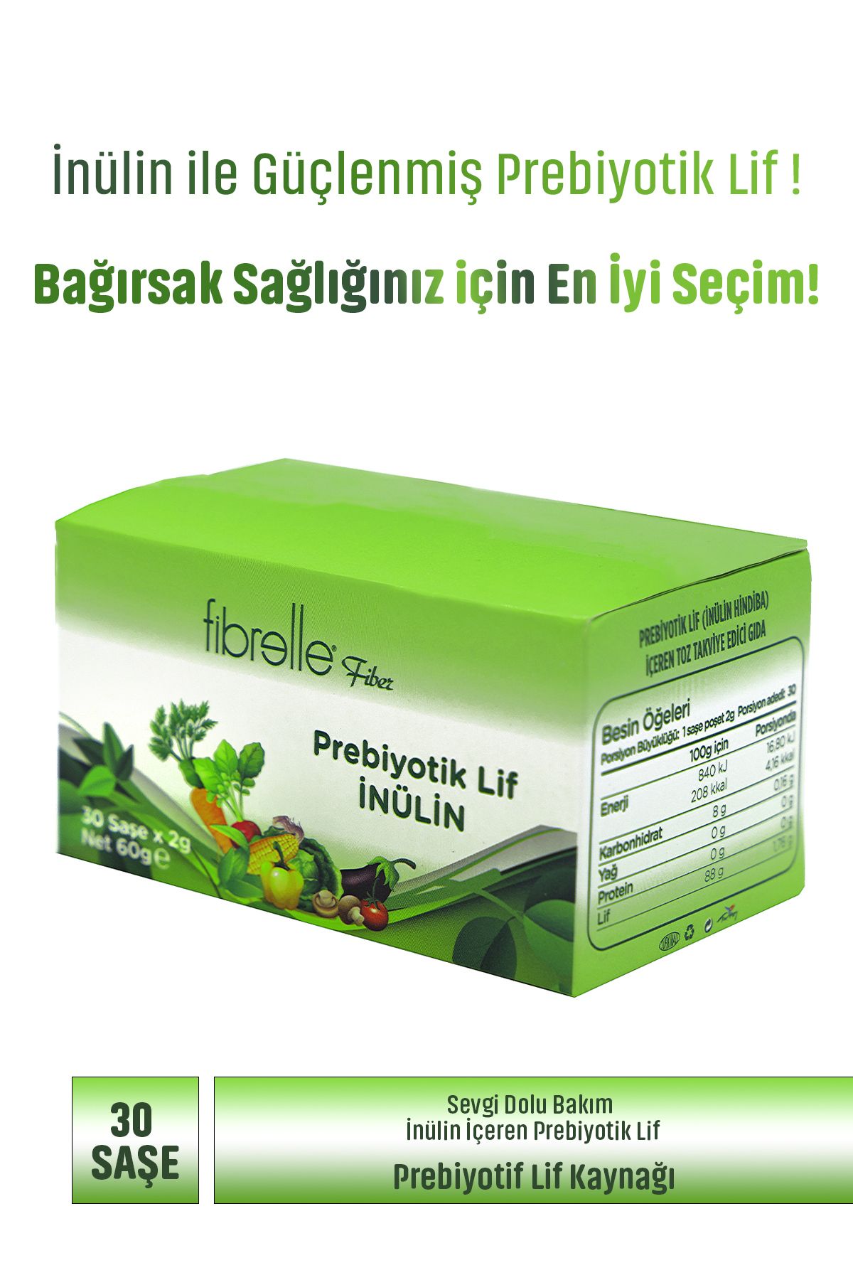 Fibrelle Prebiyotik Lif Zenginleştirilmiş Inülin 30 Şase