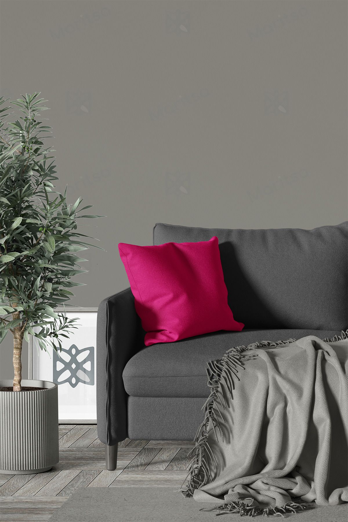 MARİTSA Kırlent Kılıfı - Kadife Dokulu Serisi Fuşya 40x40cm Throw Pillow