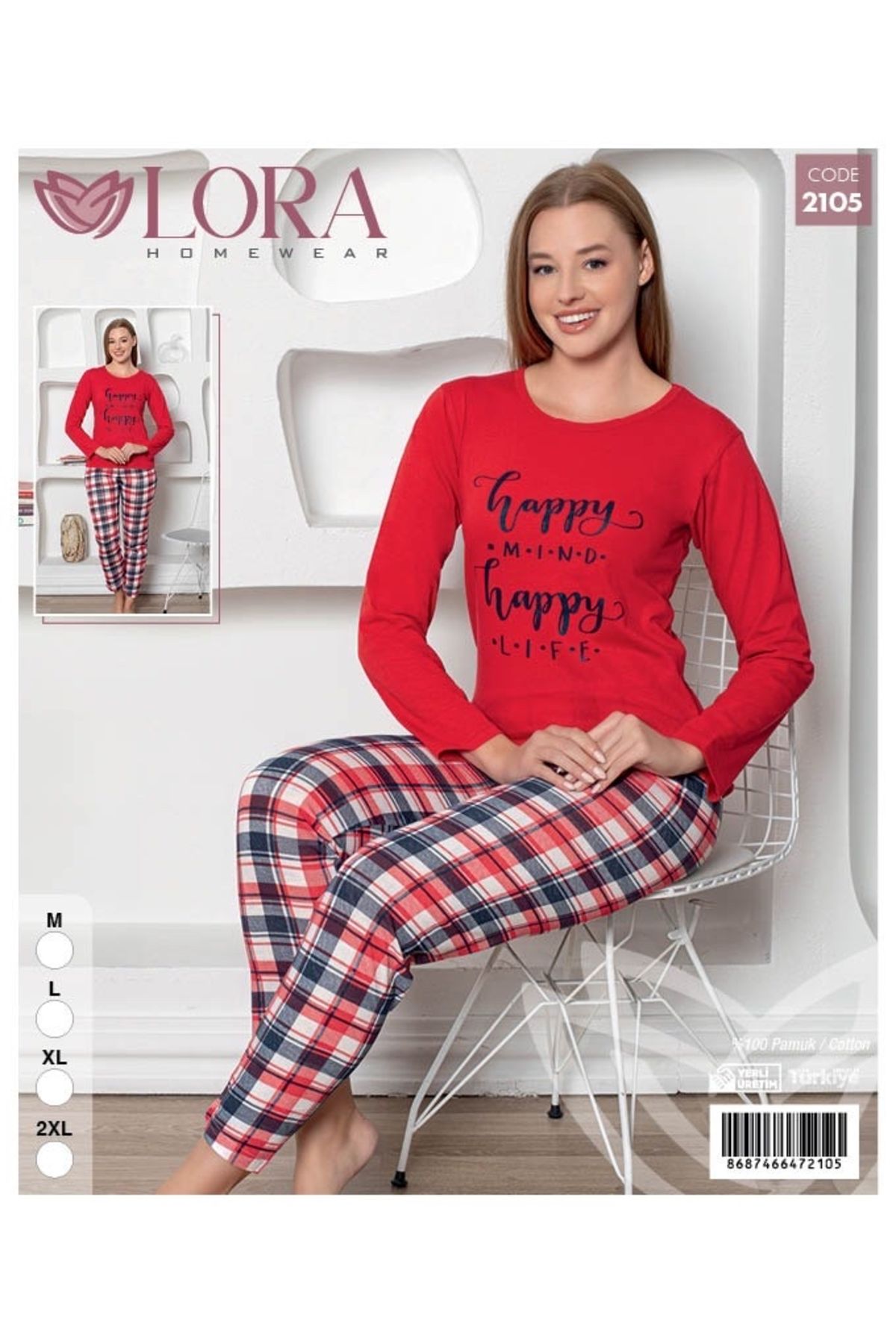 Lora %100 Pamuk Uzun Kollu Pijama Takımı