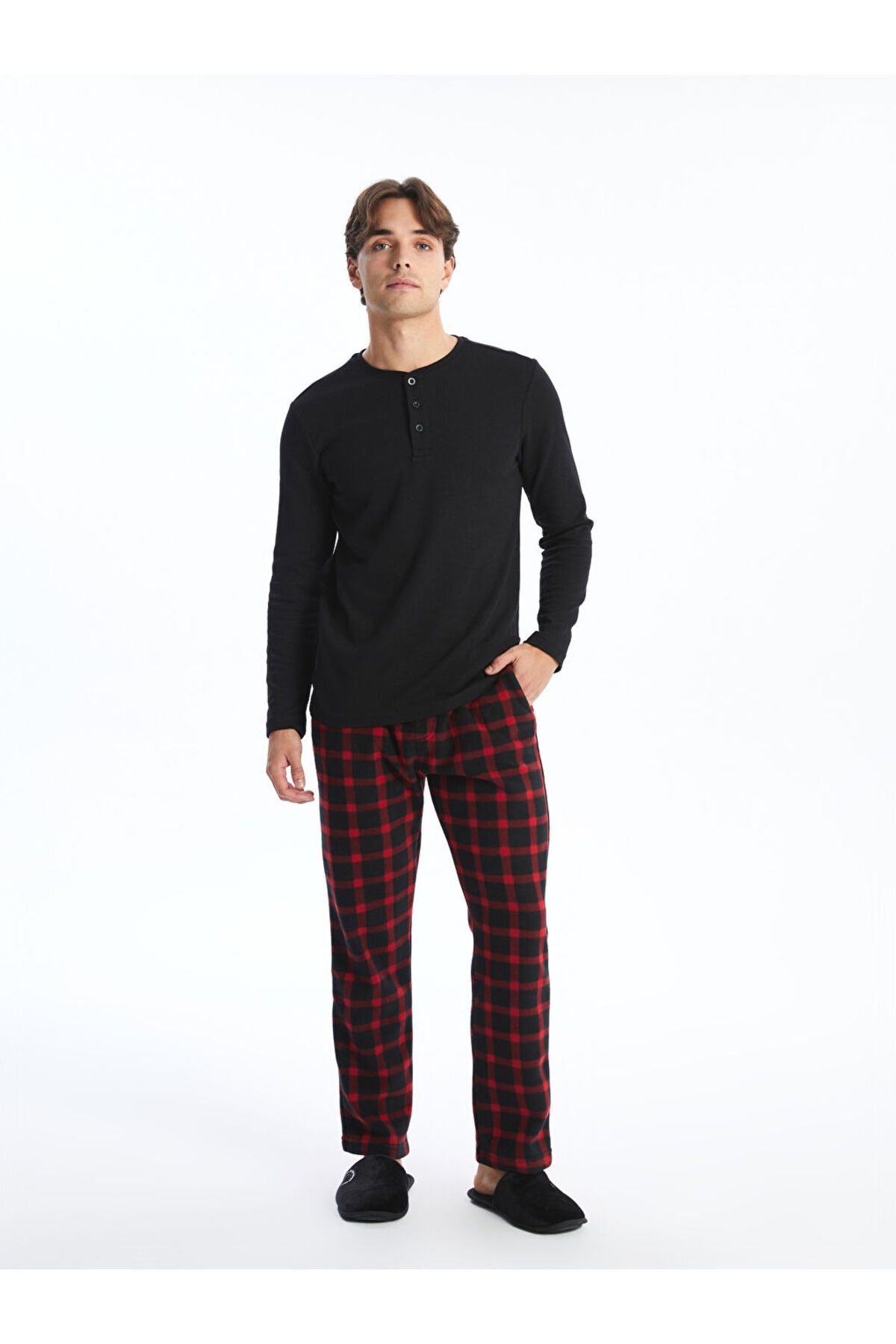 LC Waikiki Lcwk Standart Kalıp Ekose Polar Pijama Alt