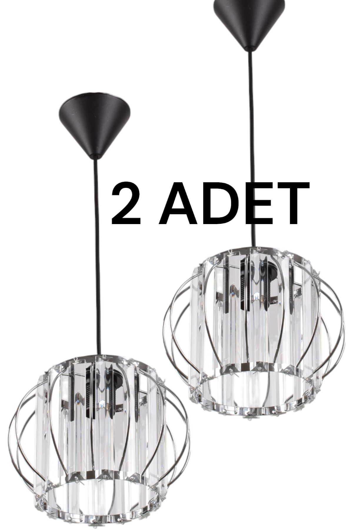 KLAS AYDINLATMA 2 ADET CEMRE TEKLİ PROMOSYON MODERN TAŞLI AVİZE