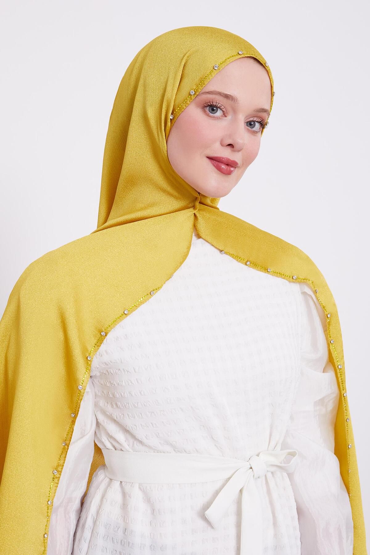 Levidor Lime Tek Taşlı Diamond Şal
