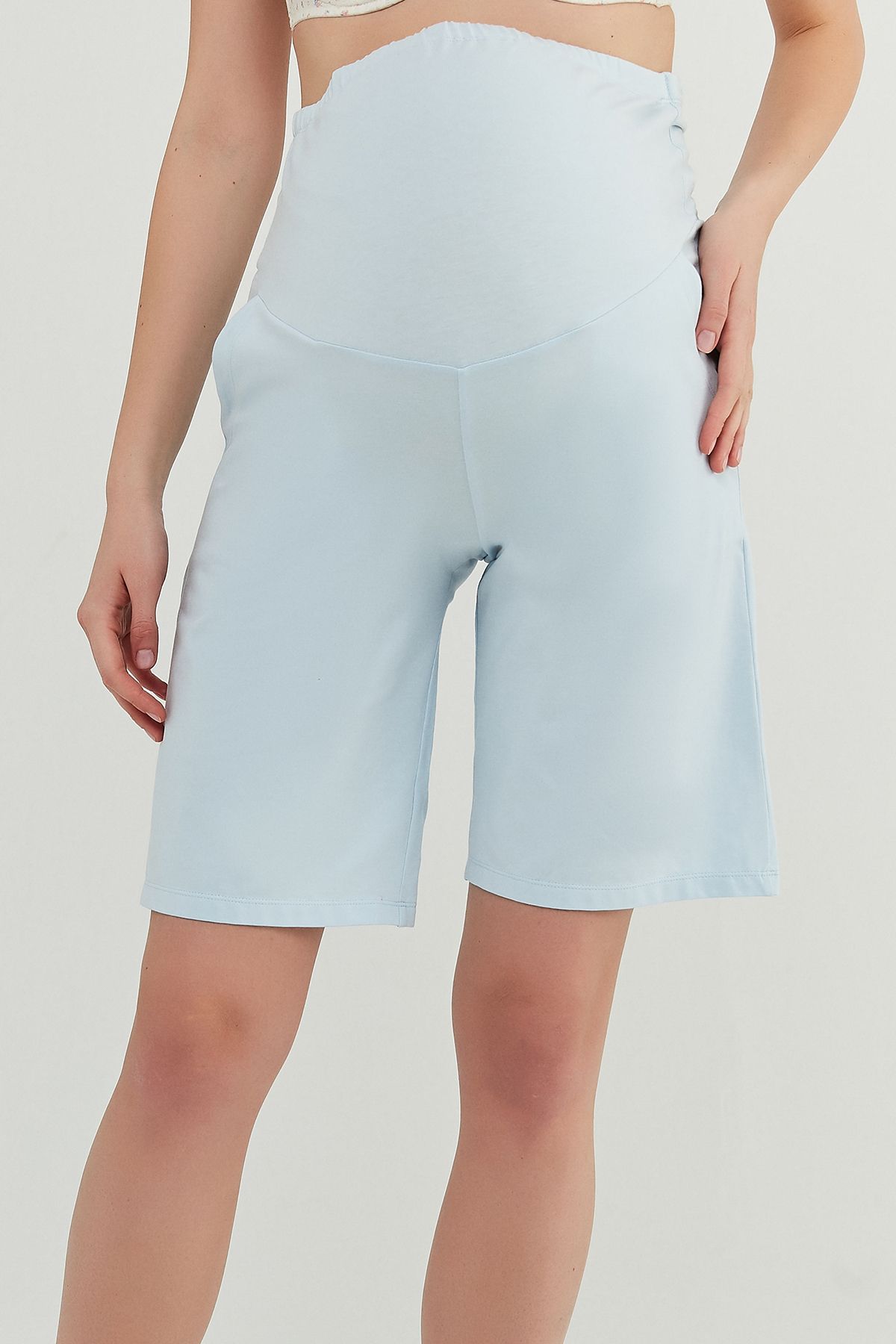 Penti Açık Mavi Hamile Uzun Şort Pijama Altı