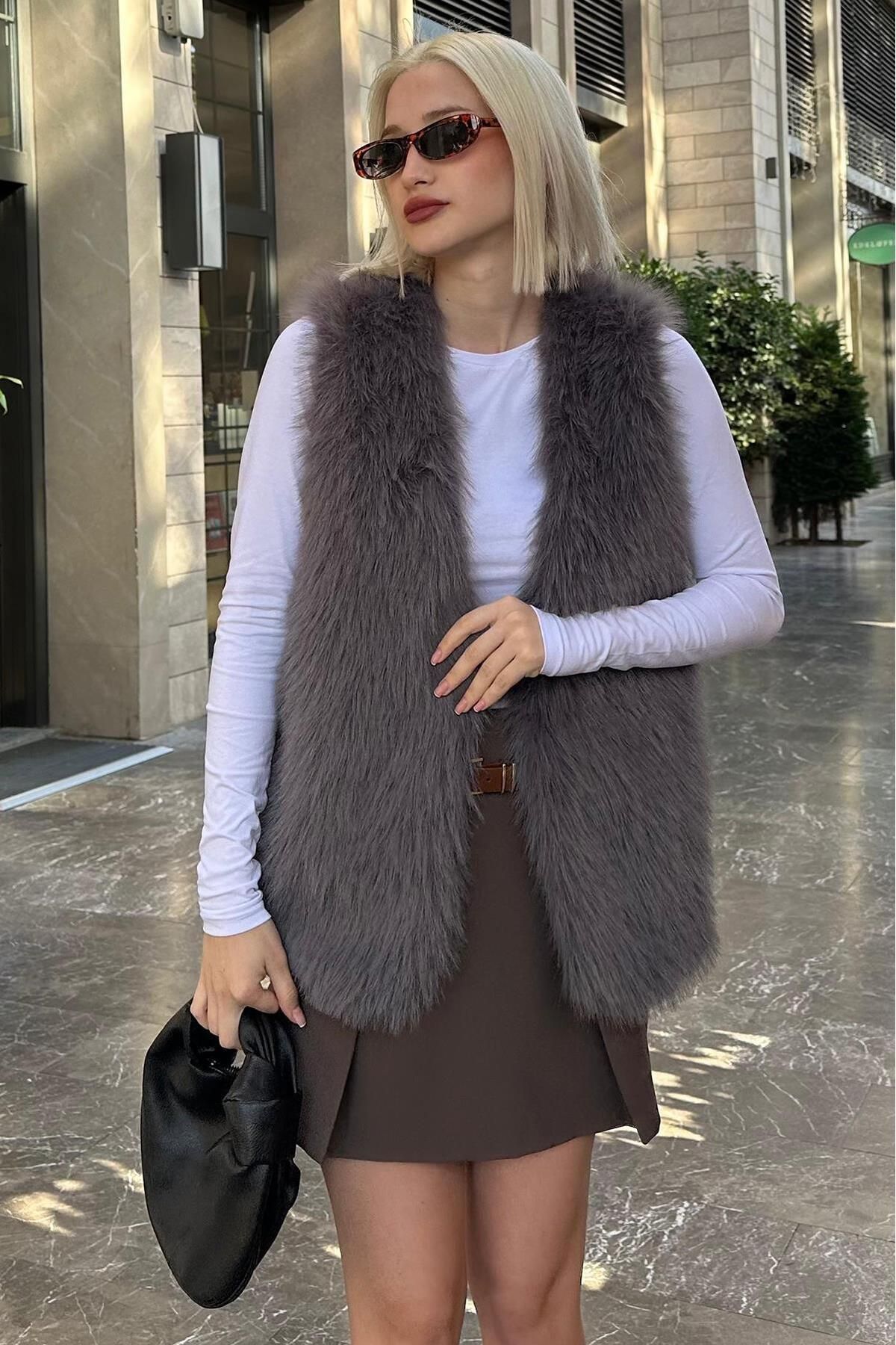 Madmext Füme Yumuşak Doku Astarlı Kadın Yelek MG2238
