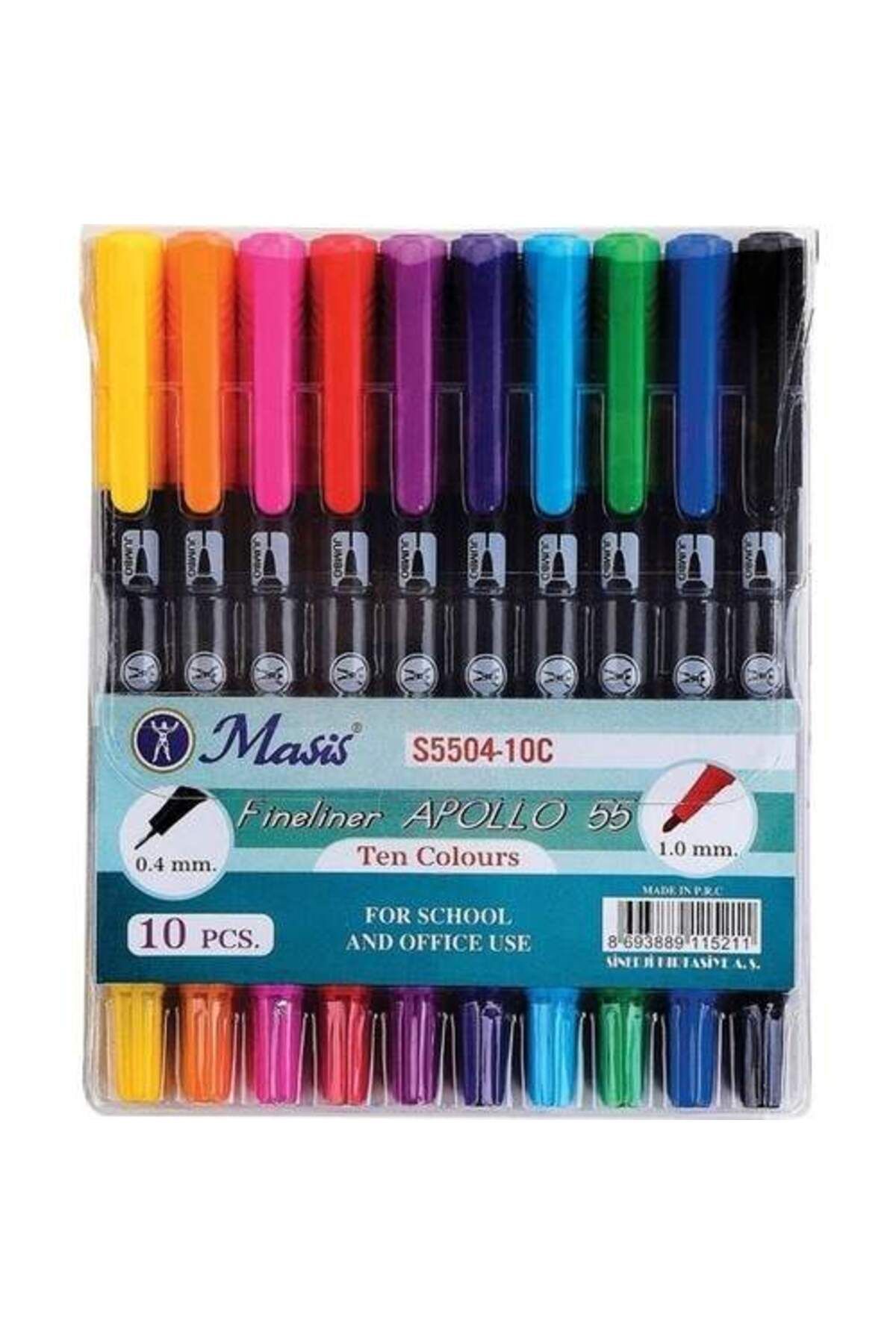 Masis Fineliner Apollo 55 10'lu Çift Uçlu 1.0mm-0.4 Mm.