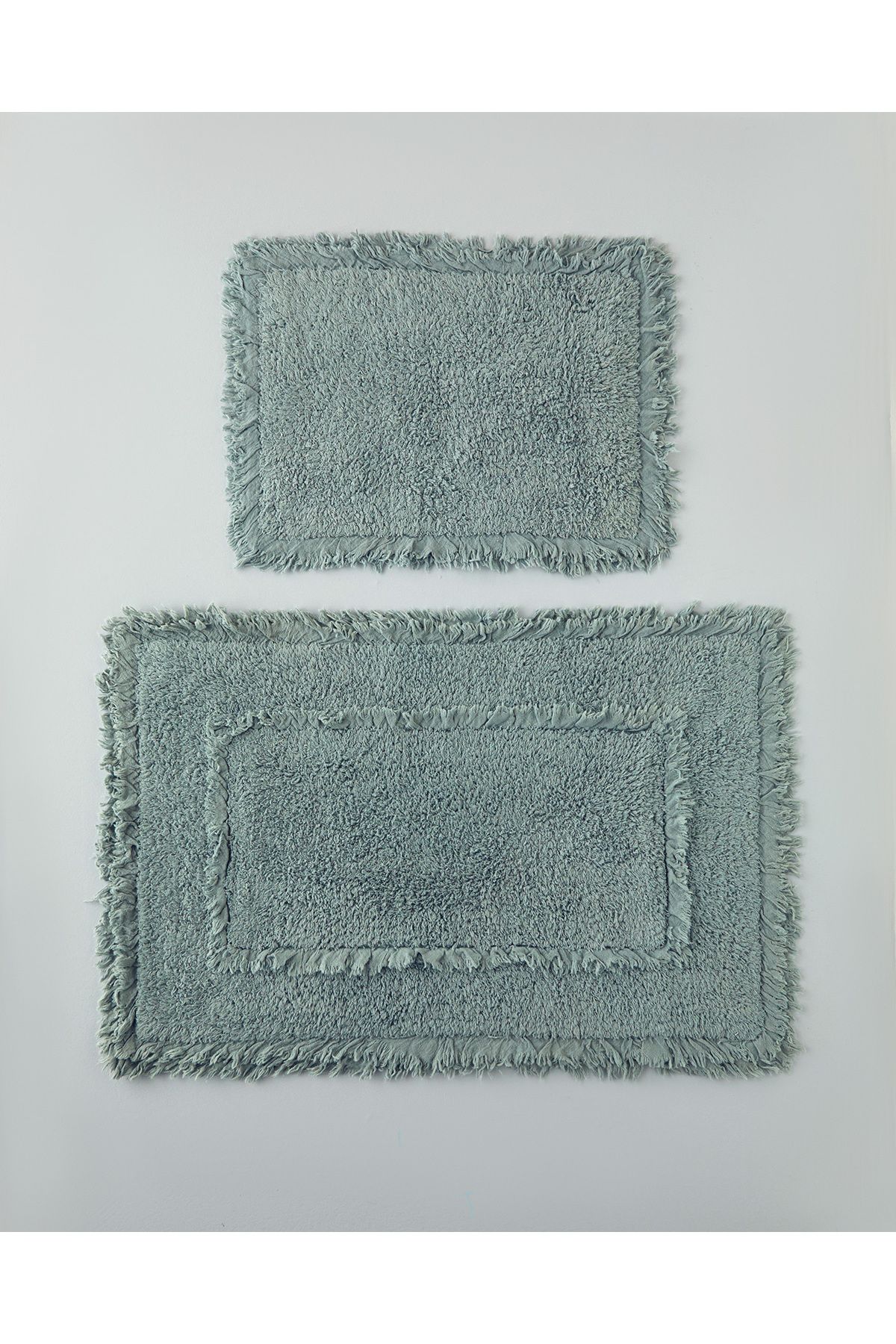 English Home Bona Pamuklu Banyo Paspası Seti 60x90 + 40x60 cm Koyu Yeşil