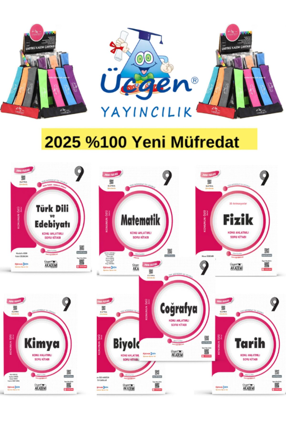 Üçgen Yayıncılık ÜÇGEN AKADEMİ YAYINLARI 2025 9.SINIF TÜM DERSLER SORU BANKASI SETİ + Polo Kalemlik Hediyeli