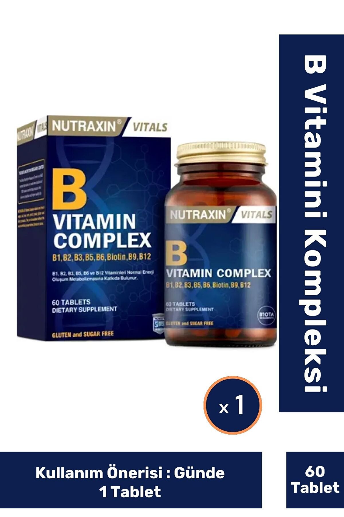 Fit1001 B1, B2, B3, B5, B6, B12 Ve Biotin Içeren B Vitamin Complex 60