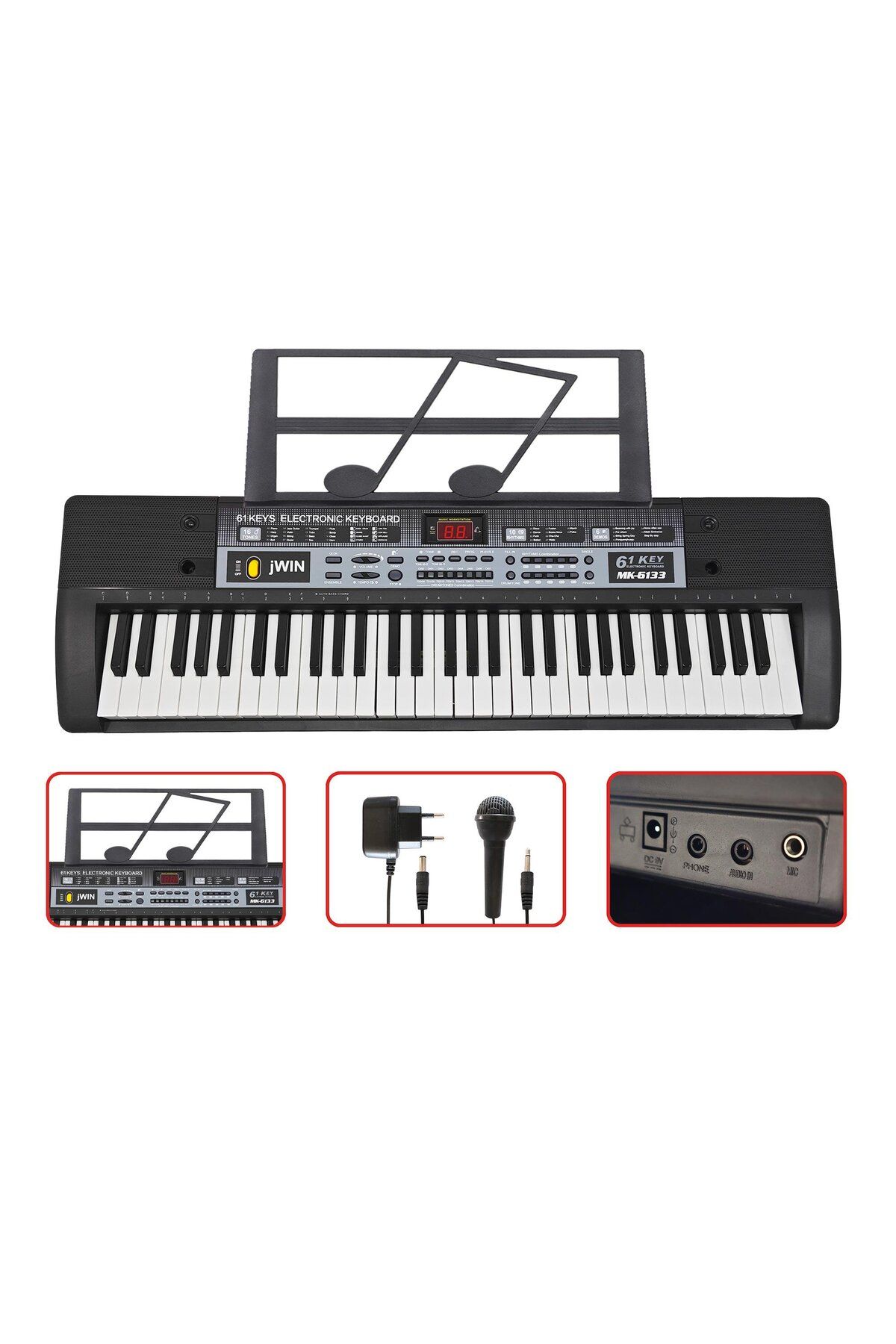 JWIN Mk-6133 61 Tuşlu Elektronik Org (MİKROFON VE ADAPTÖR HEDİYE)