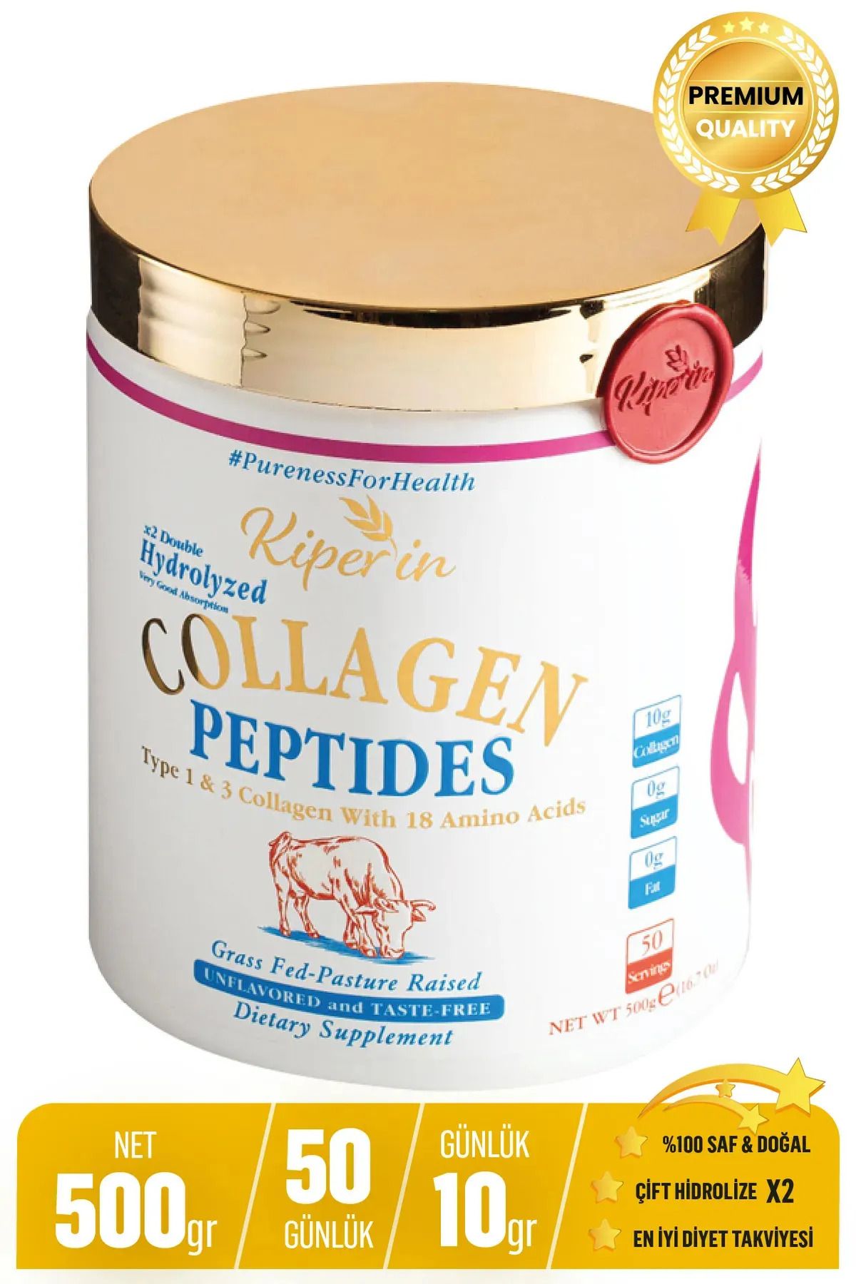 pasajdanal Kiperin Collagen Beauty peptides Toz Kolajen Peptitleri İçeren Kolajen 500 gr