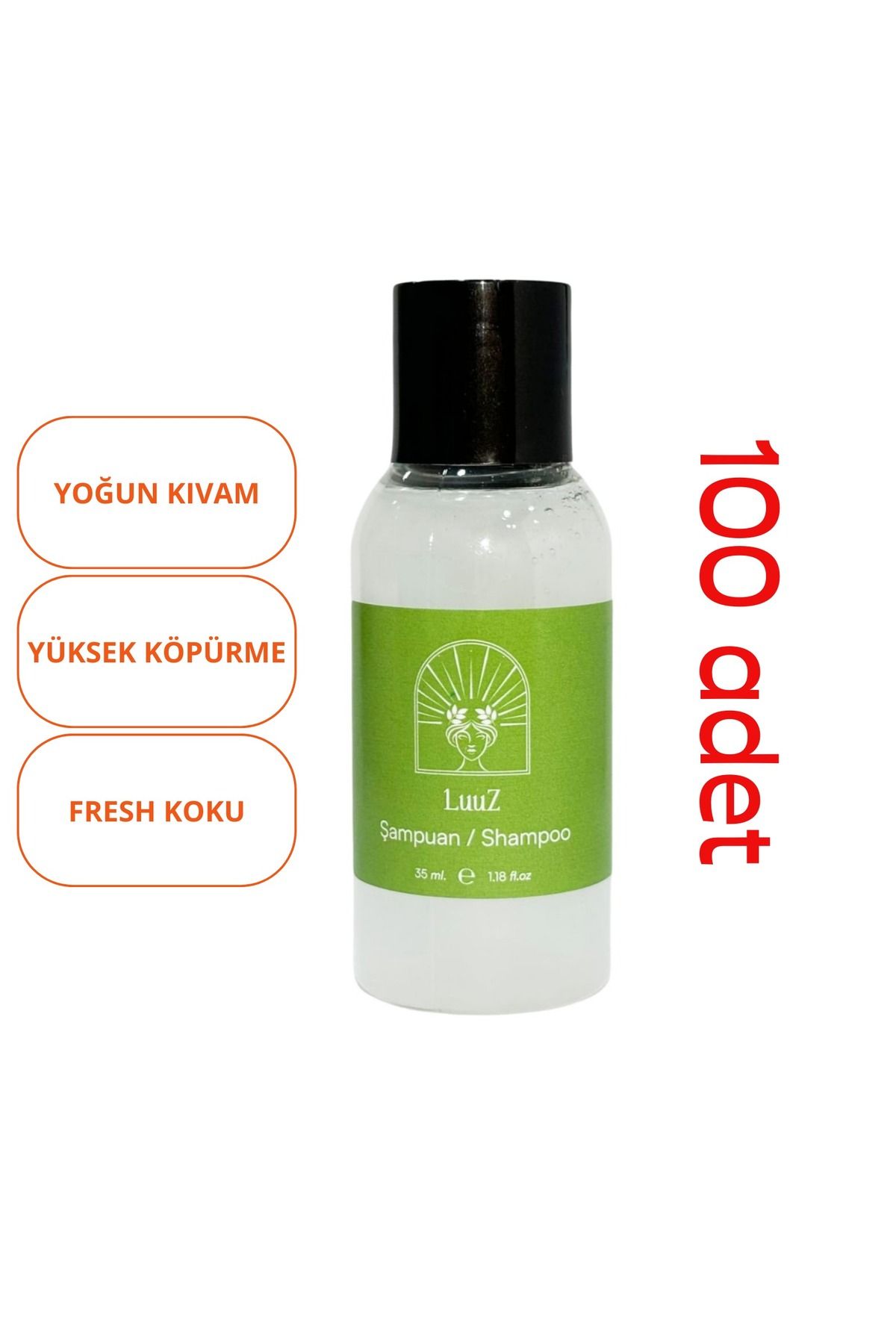 LUZ Otel Tipi Şampuan 100 adet 35 ml Tek Kullanımlık Mini Buklet Saç Temizlik Ürünü