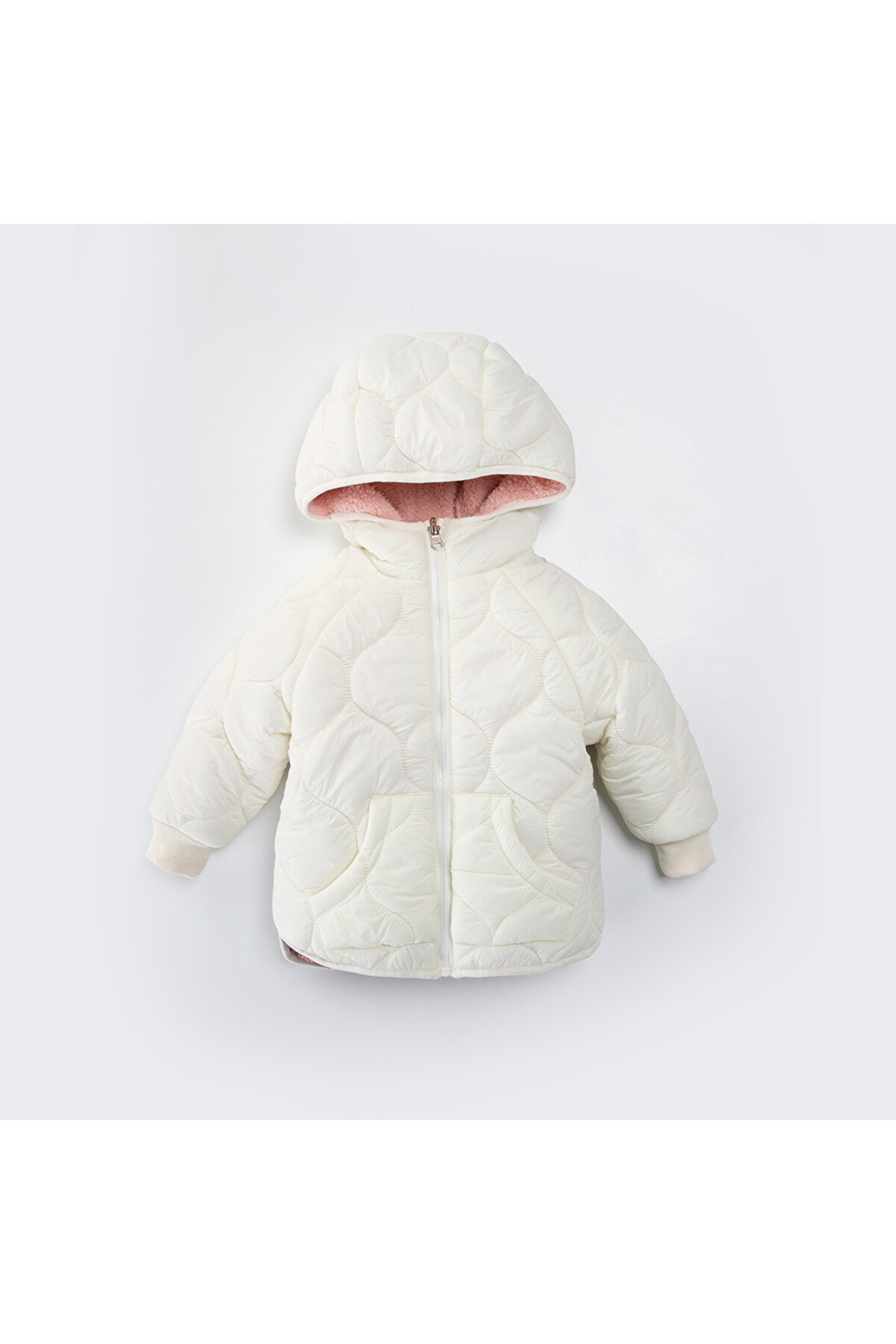 MİMBOKİDS Kız Çocuk Kışlık Mont Çift Taraflı Şapkalı