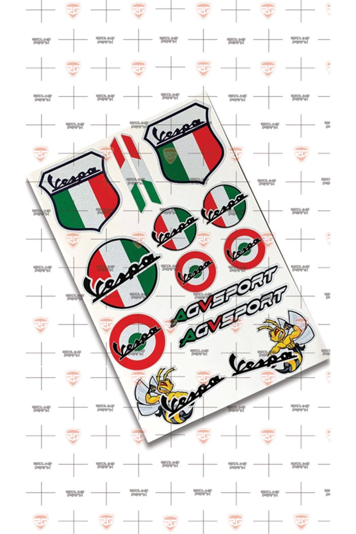 Redline Grafik Vespa Reflektif Sticker Seti