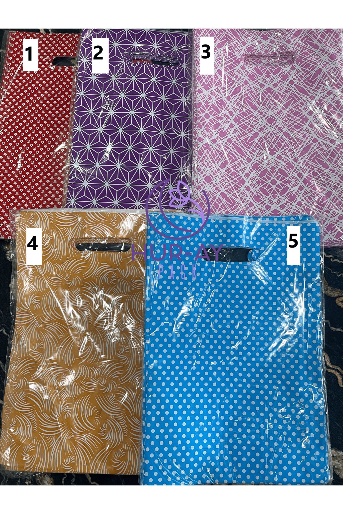 HUR-AY PACK 50 Adet 17x25 Cm /desen Seçinizz /elgeçme Sedef Poşet