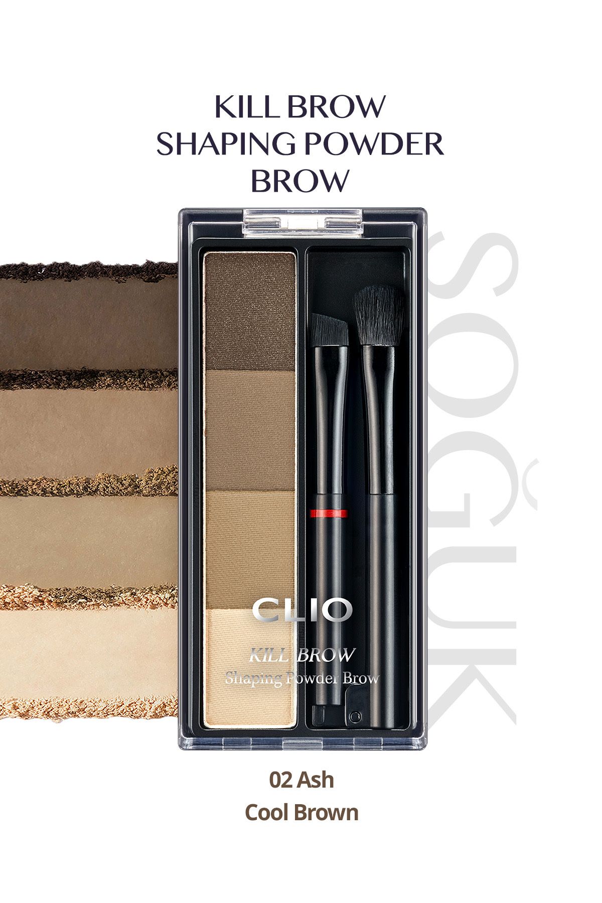 CLIO Soğuk Alt Tonlu Kaş Farı Paleti CLIO Kill Brow Shaping Powder Brow (02 Ash Cool Brown