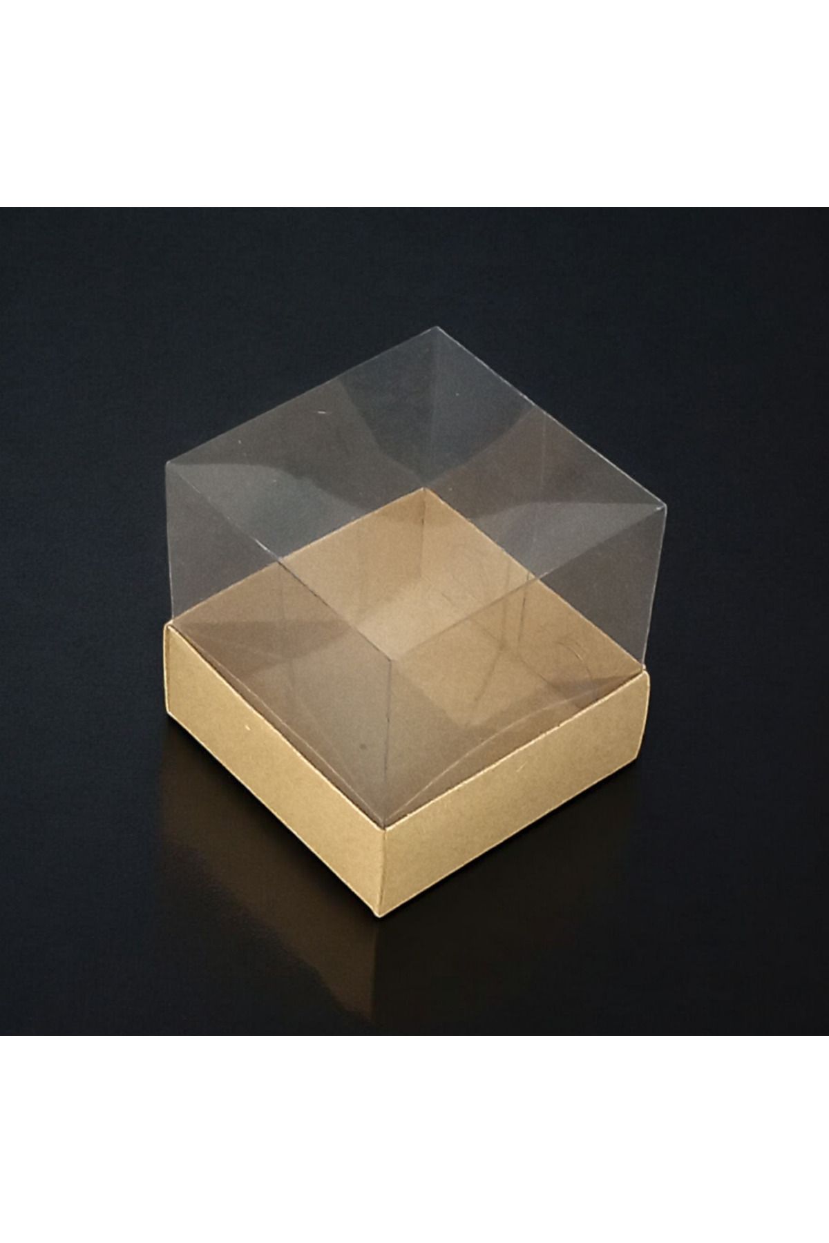BOXSTATION 8x8x8 Asetat Kapaklı Gold/Beyaz/Kraft Kutu 10 Adet