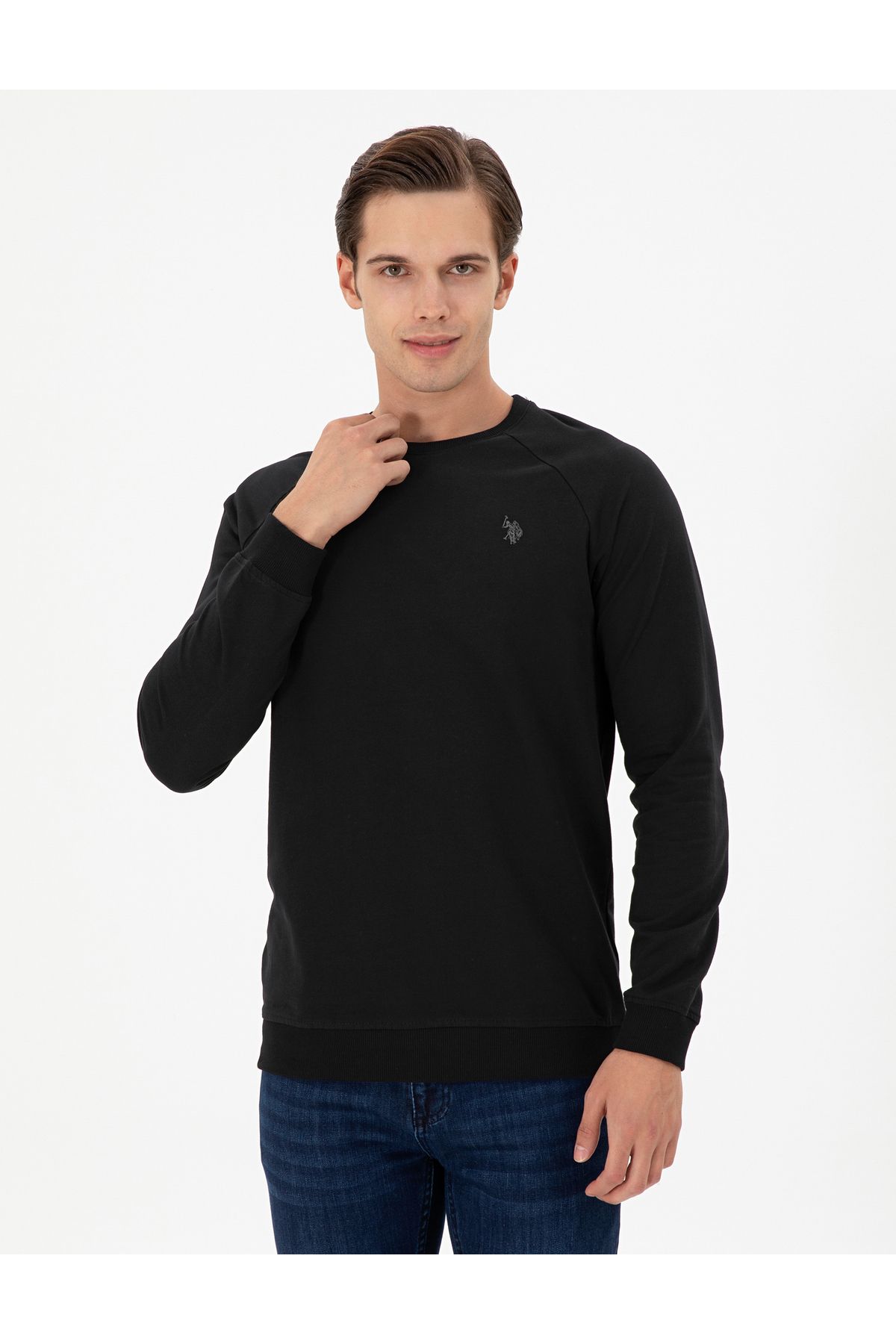 U.S. Polo Assn. Erkek Siyah Basic Sweatshirt 50295159-vr046