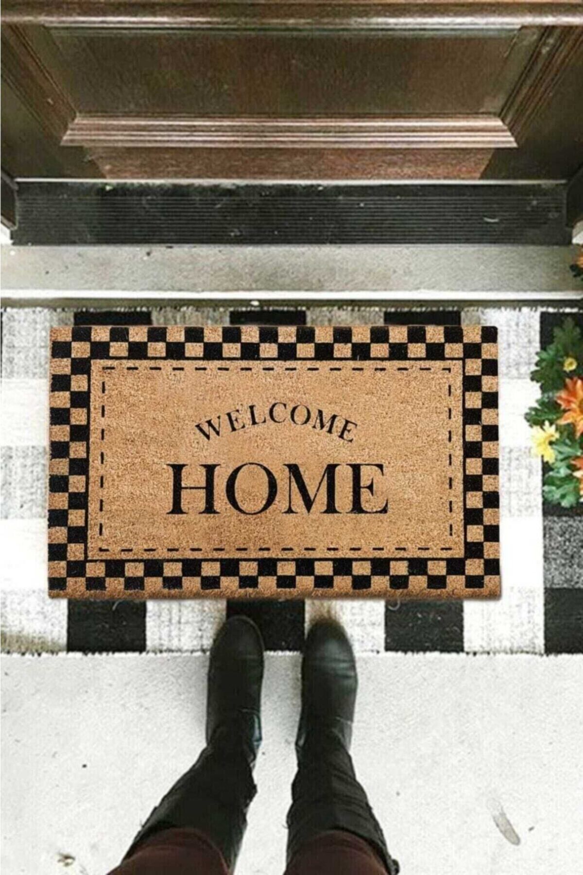 DefLife Home Welcome Home Siyah Kapı Önü Koko Paspas