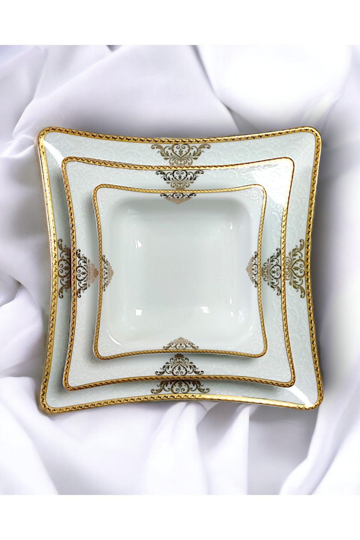 ANİLSO PARS 12 Kişilik Porselen Gold Yemek Takımı 48 Parça Yemek Tabağı,çorba Kasesi.servis Tabağı,