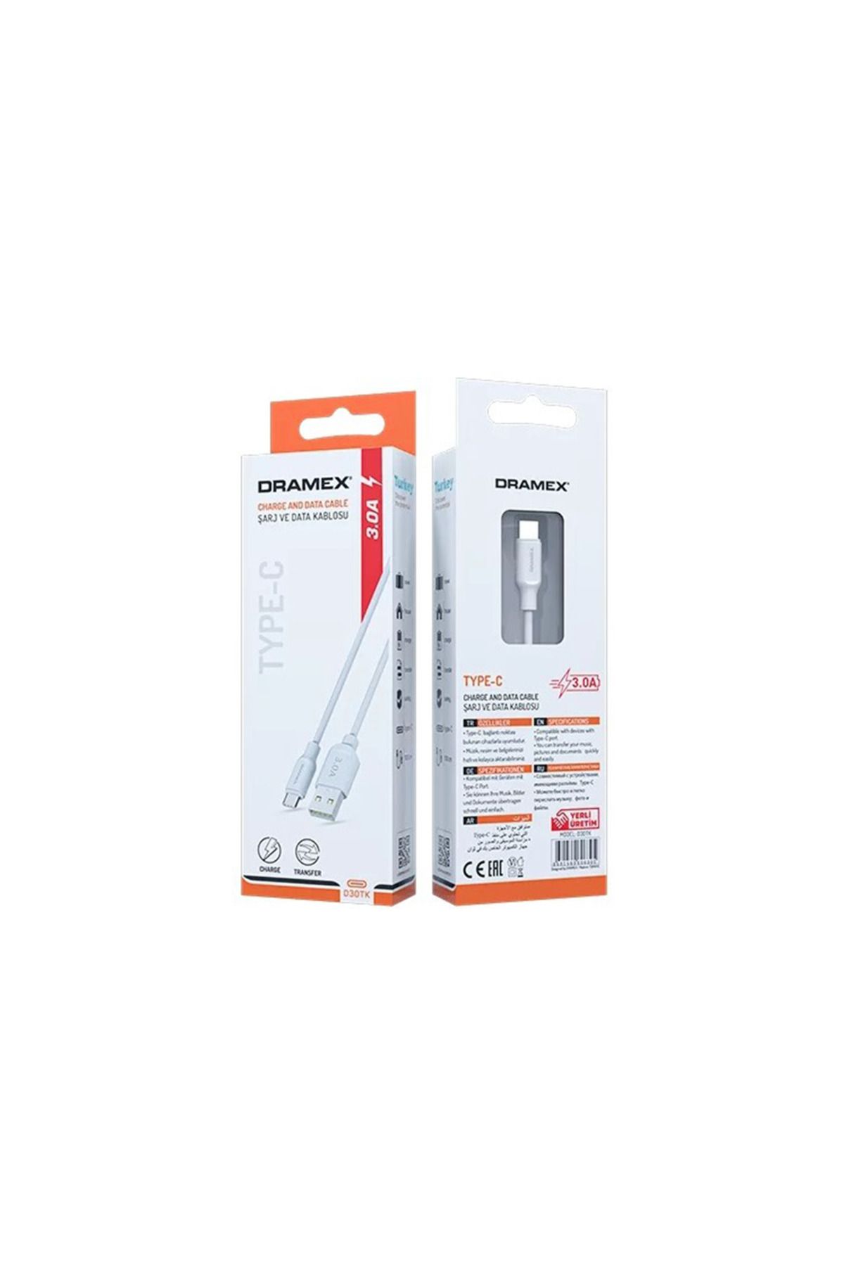 Genel Markalar D30TK TYPC-E USB SAMSUNG 3.0A ŞARJ - DATA KABLOSU 1MT (K295)