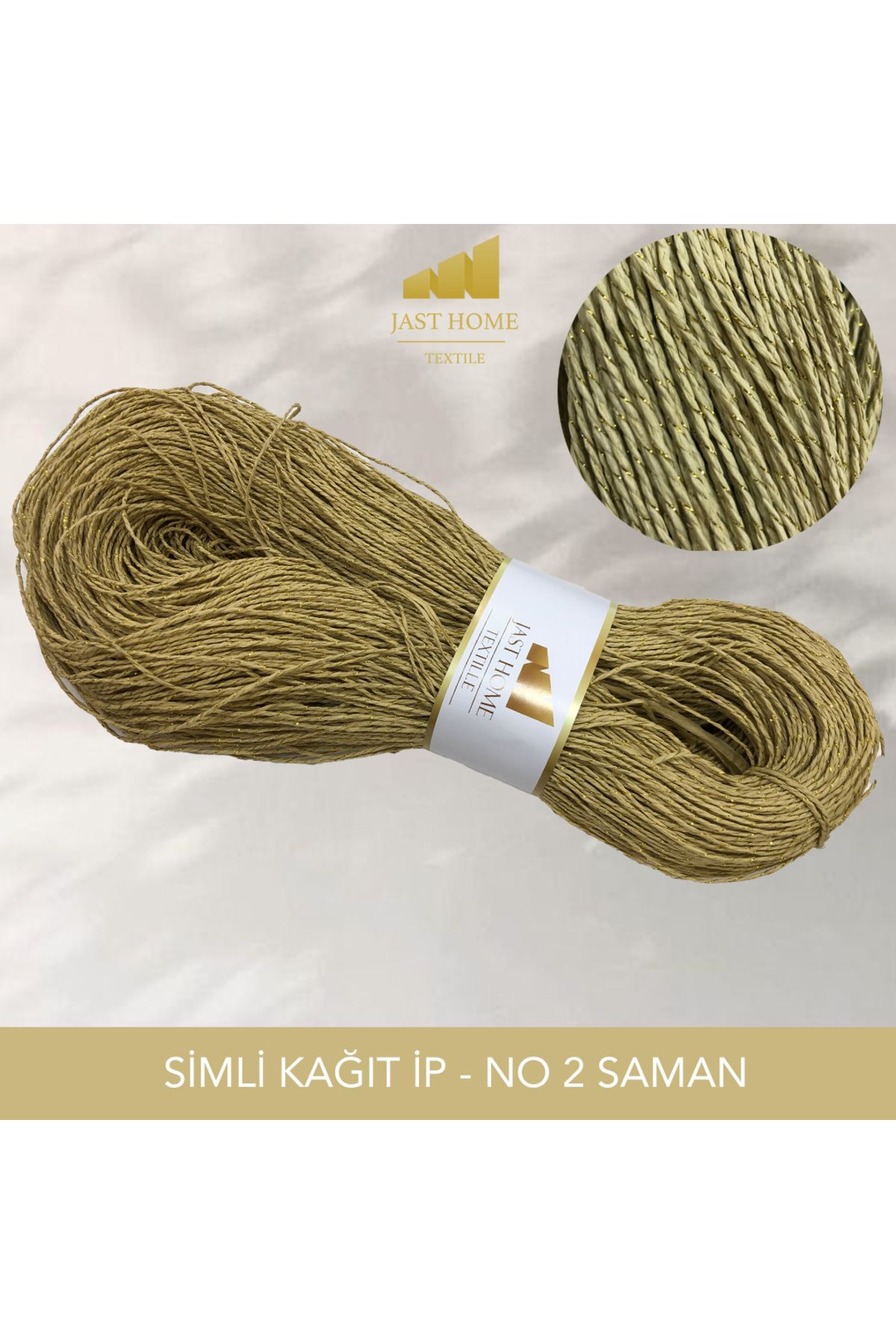 Jast Textile Simli Kağıt Ip 500 gram , El Örgü Ip , Yumuşak , Yeni ( Saman No 2 )
