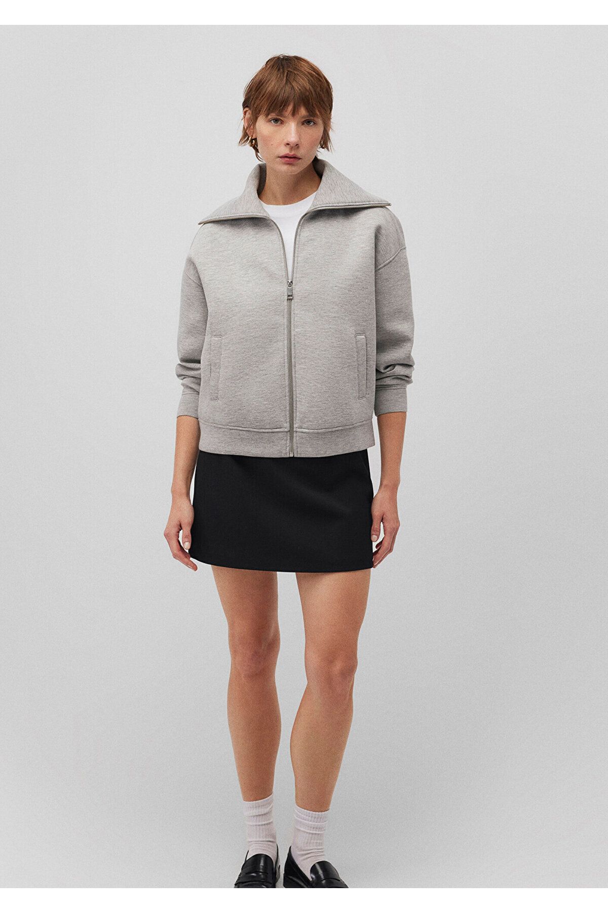 Mavi Sporty Lux Fermuarlı Gri Sweatshirt 1S10295-83096