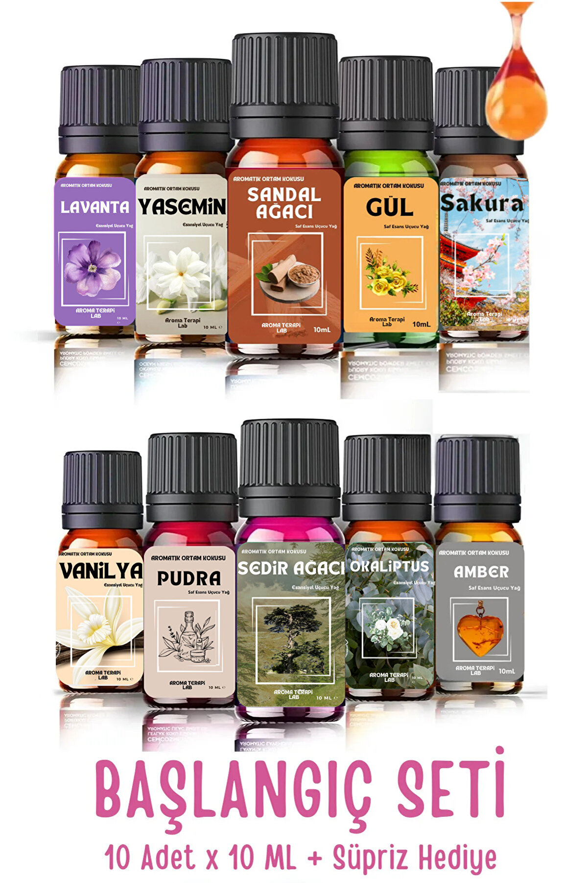 Aroma Terapi Lab 10 Adet Esansiyel Yağ Başlangıç Seti