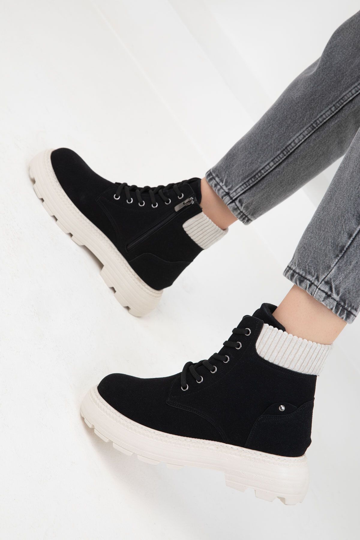 SOHO Siyah Süet Kadın Bot & Bootie 19948