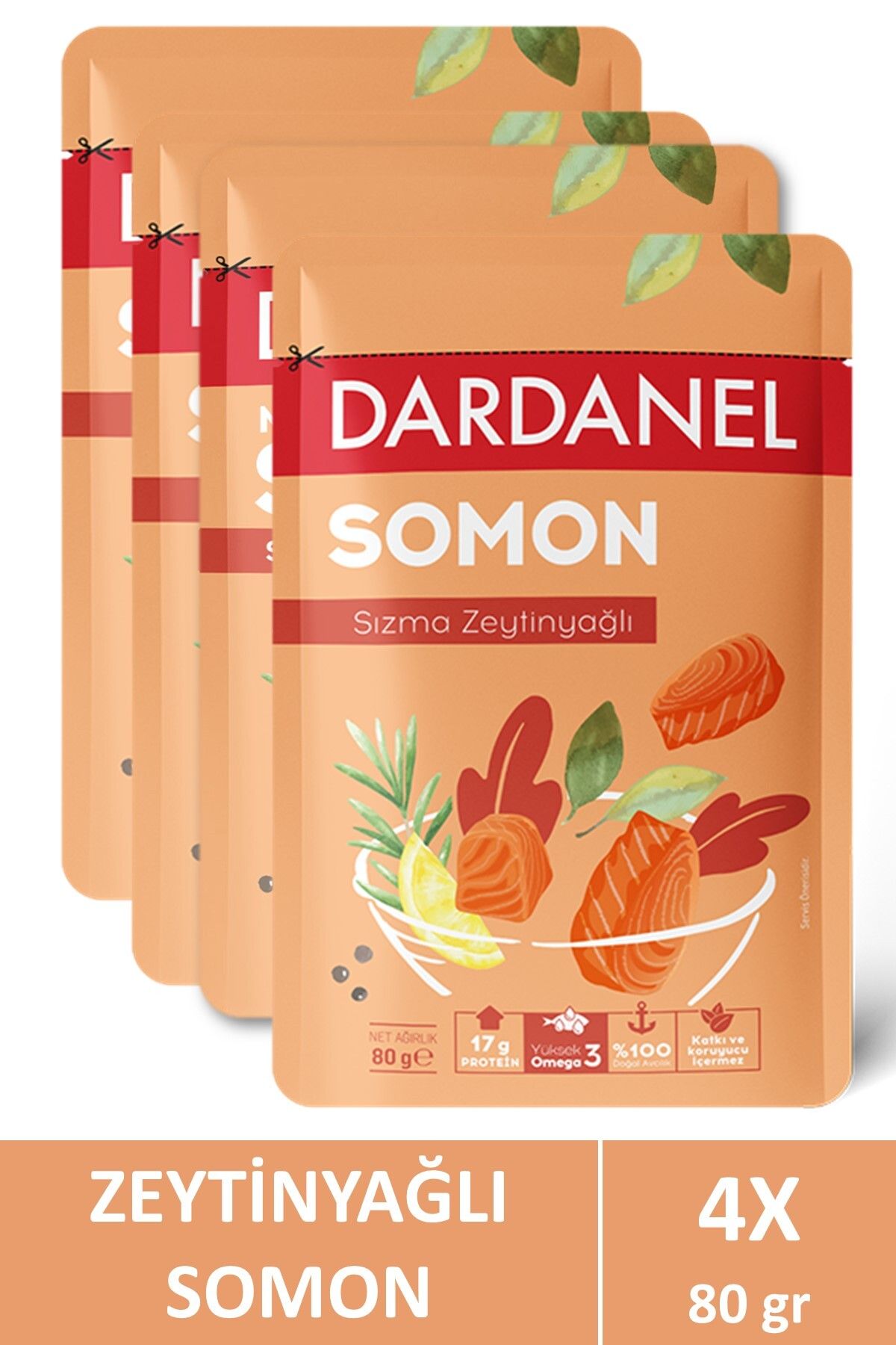Dardanel Zeytinyağlı Somon Poşet 80 gr 4 Adet