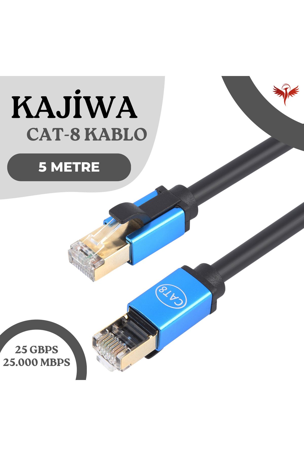 KAJİWA CAT8 5 Metre Ethernet Kablosu 25Gbps 2000MHz - 5mt