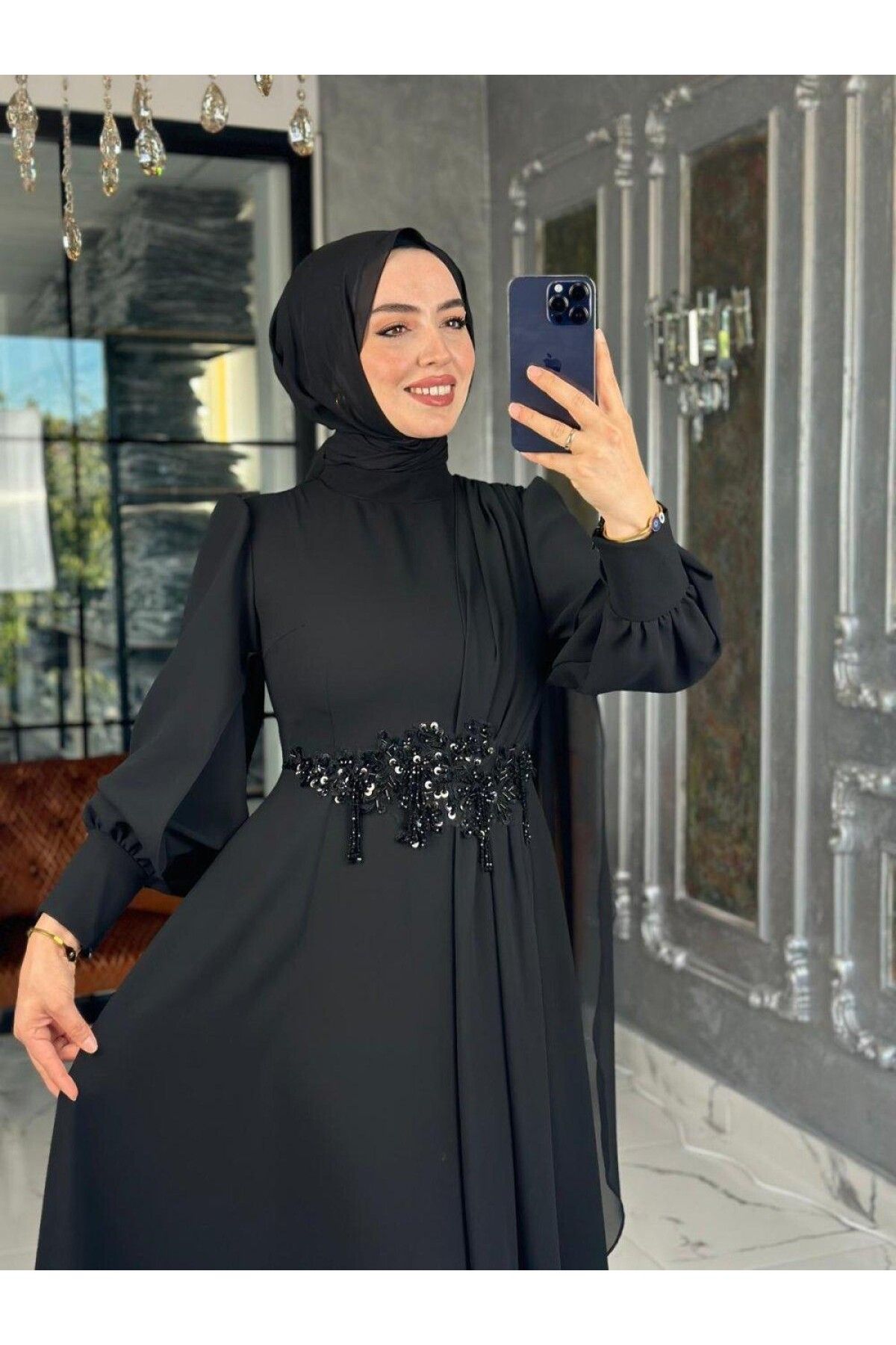 Zümra Tesettür Moda Yüsra Abiye Elbise Beden 2-44-46