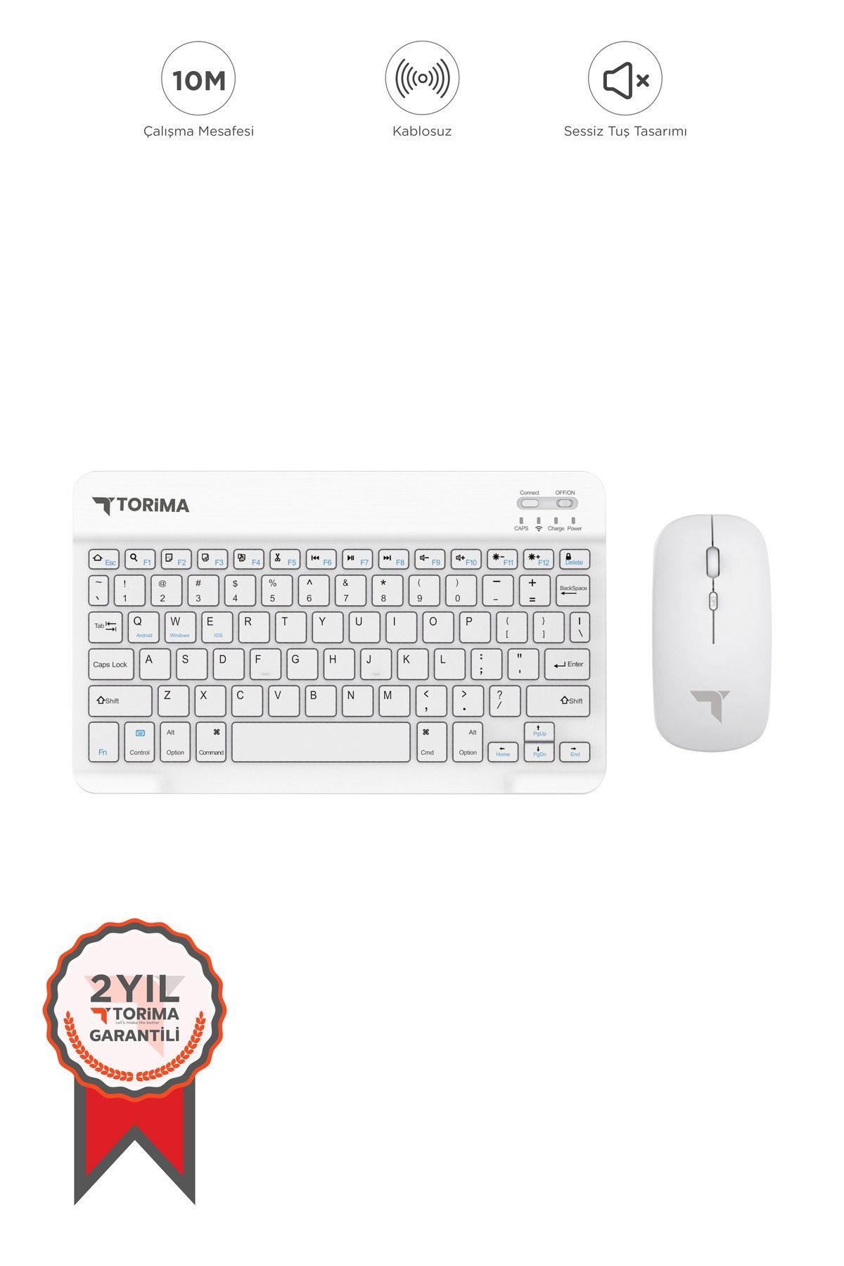 Torima Beyaz Tmk-04 Bluetooth Kablosuz Klavye Ve Mouse Seti