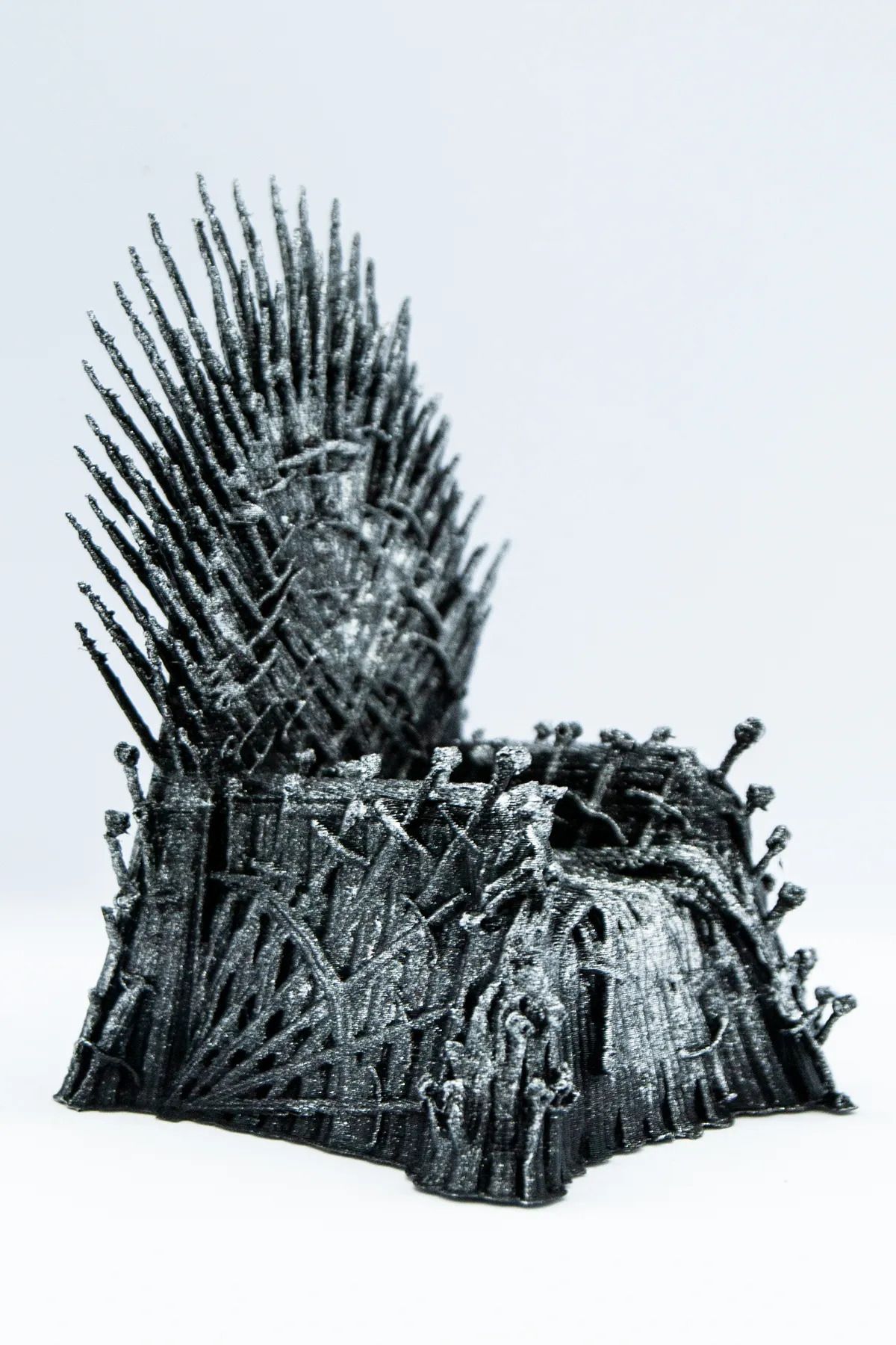 3DLAYERCRAFT Game Of Thrones Iron Throne Figür 15 cm Büyük Boy Demir Taht Figür Gümüş Eskitme