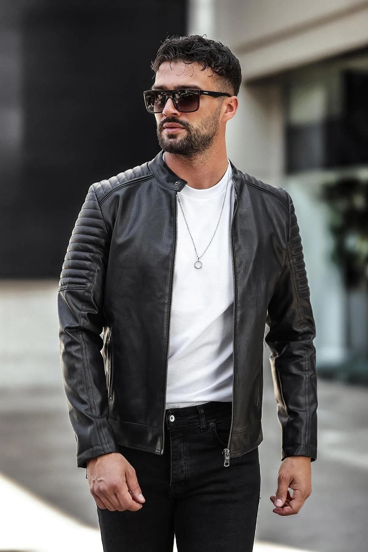 CLASSİCS MEN Delpino Slim Fit Erkek Suni Deri Ceket-7017