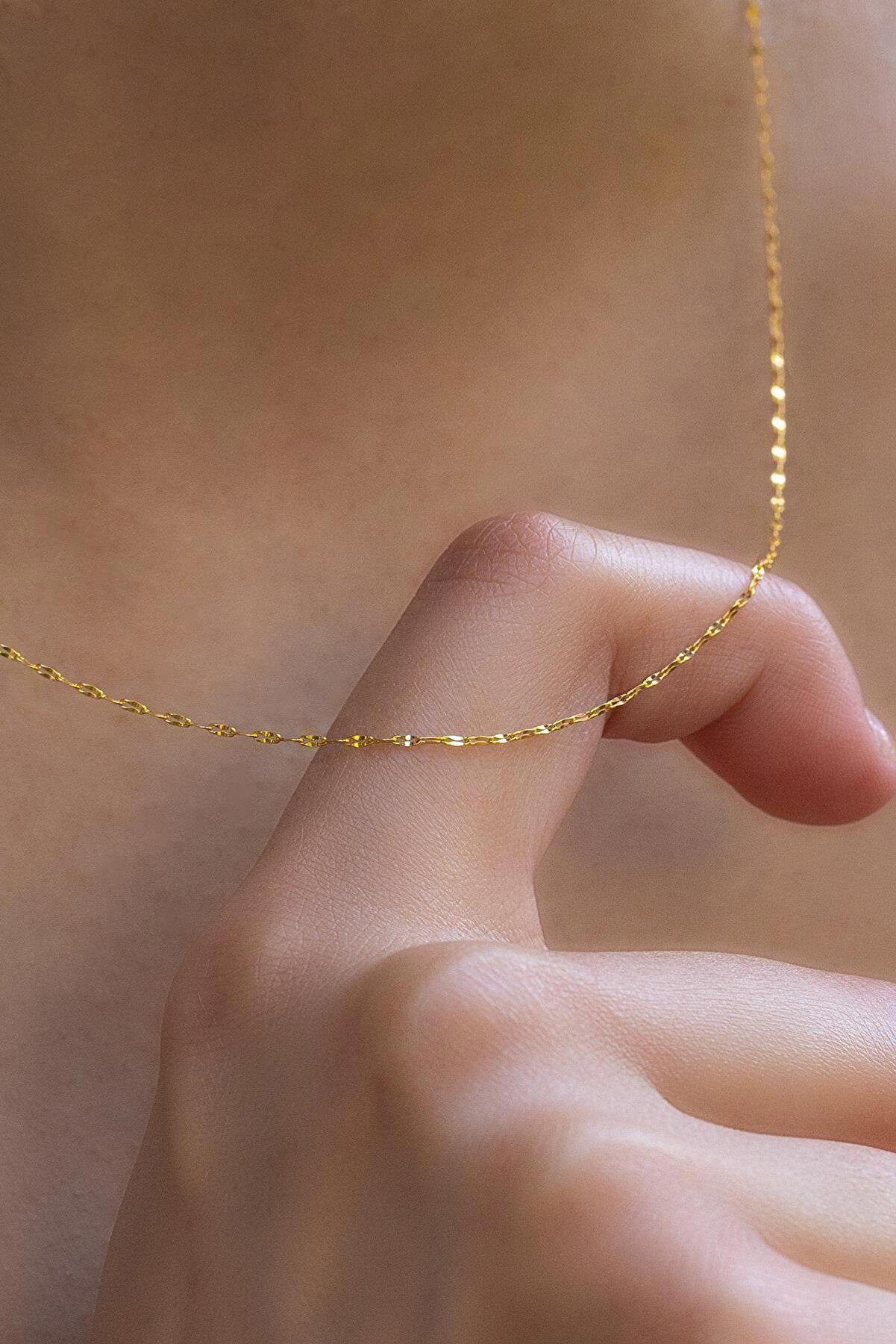 Bayar Gold 14 Ayar Altın İnce Aynalı Kolye 1 Mm