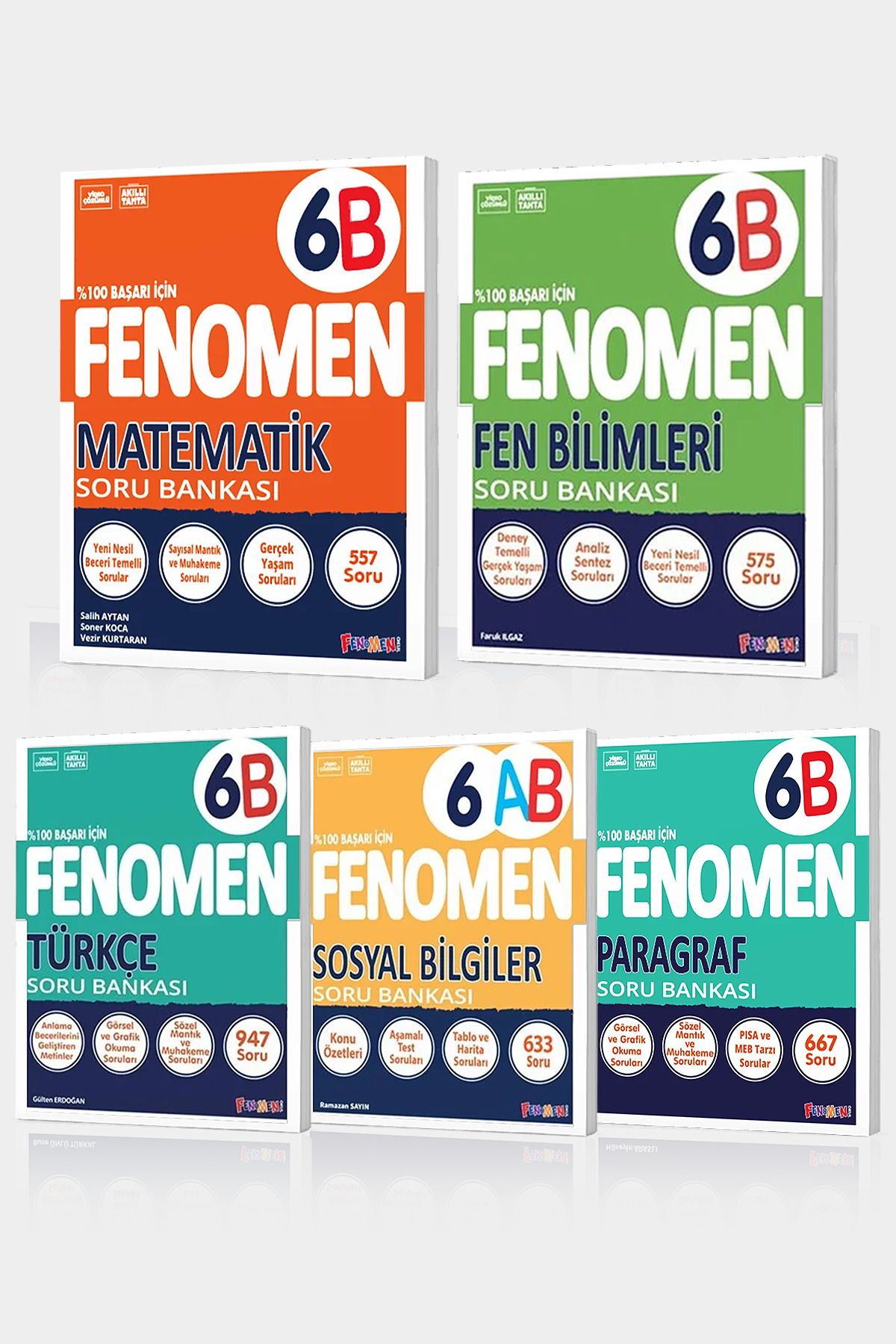 Fenomen Yayıncılık 2025 Fenomen 6. Sınıf 5'li B Set (MatematikB, FenB, TürkçeB, SosyalAB, ParagrafB)
