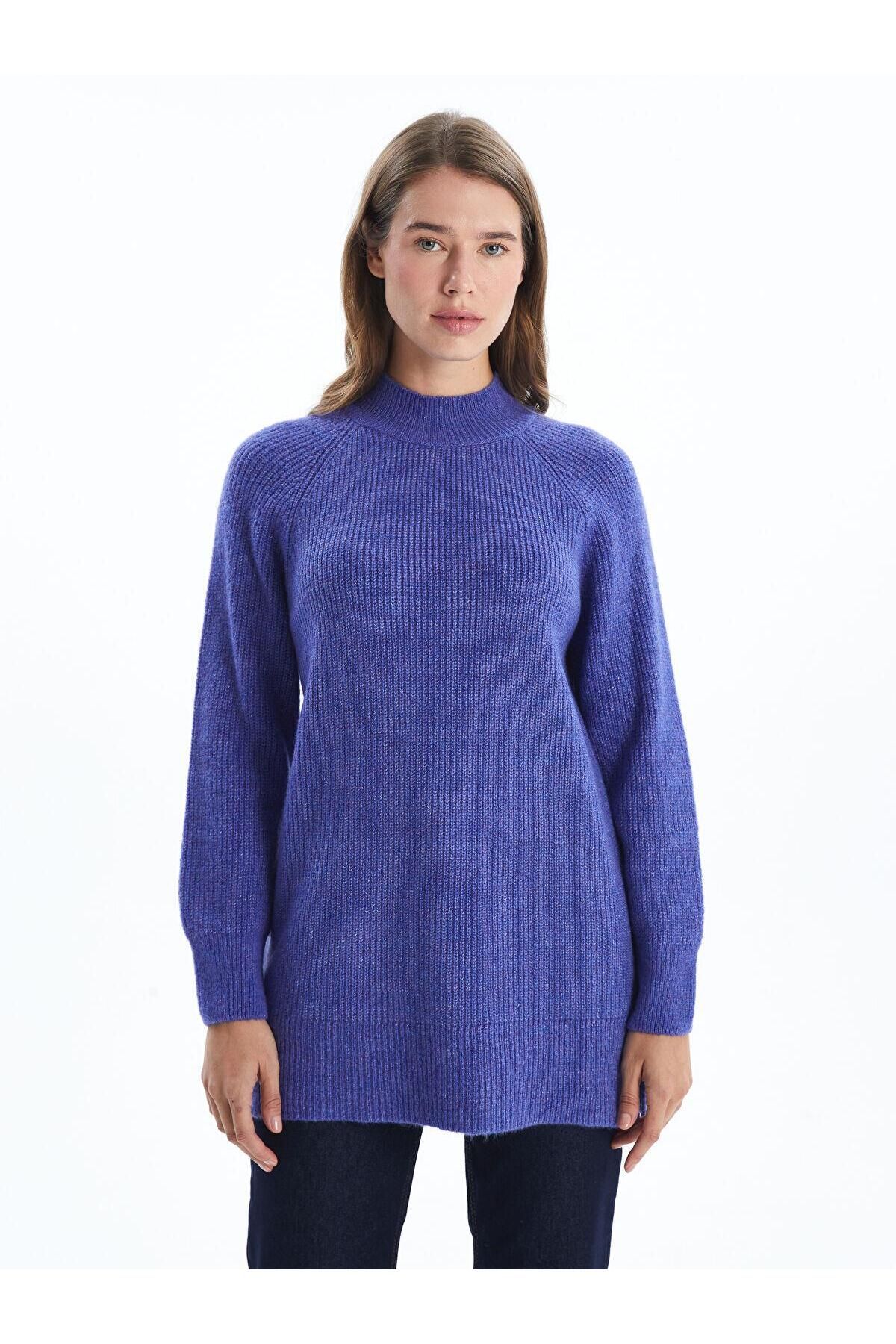 LC Waikiki LCW Modest Dik Yaka Düz Uzun Kollu Kadın Triko Tunik