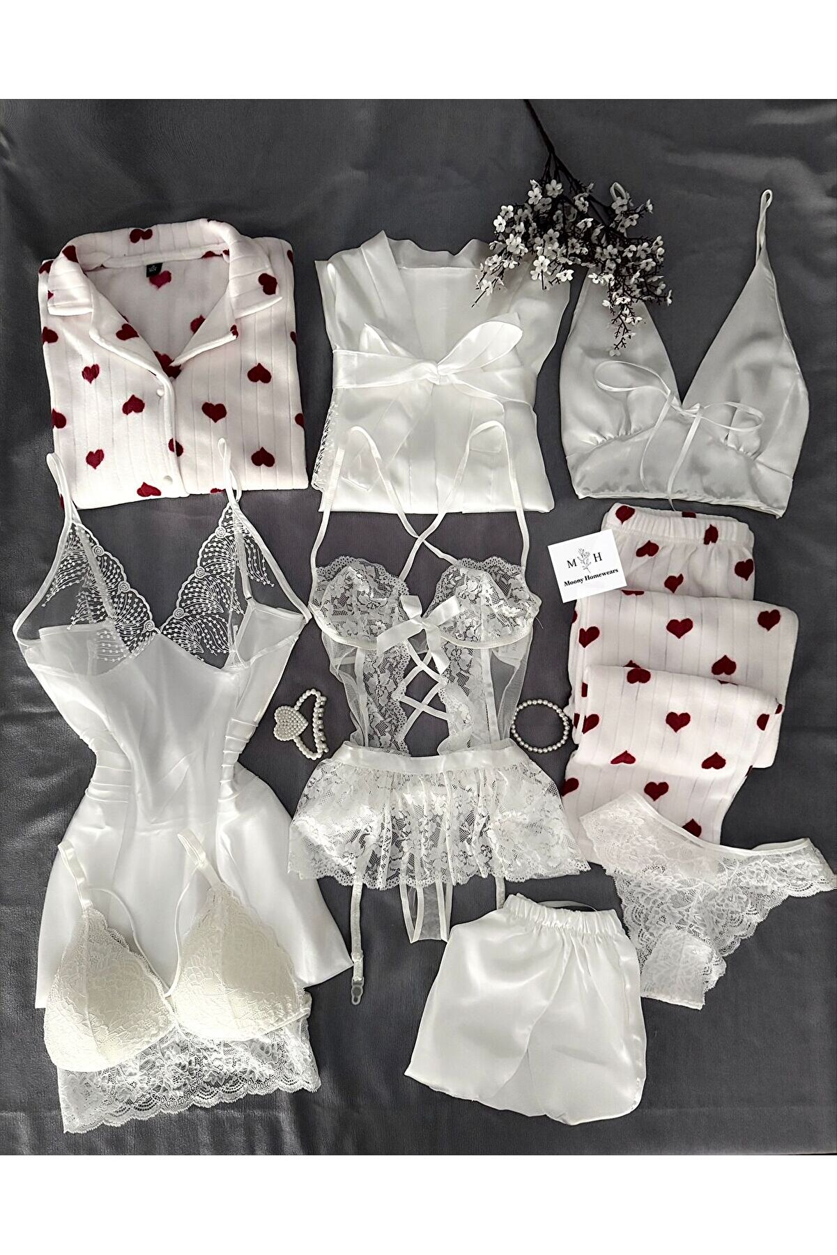 MH Moony Homewears 10 Parça Çeyiz Gecelik Pijama Seti